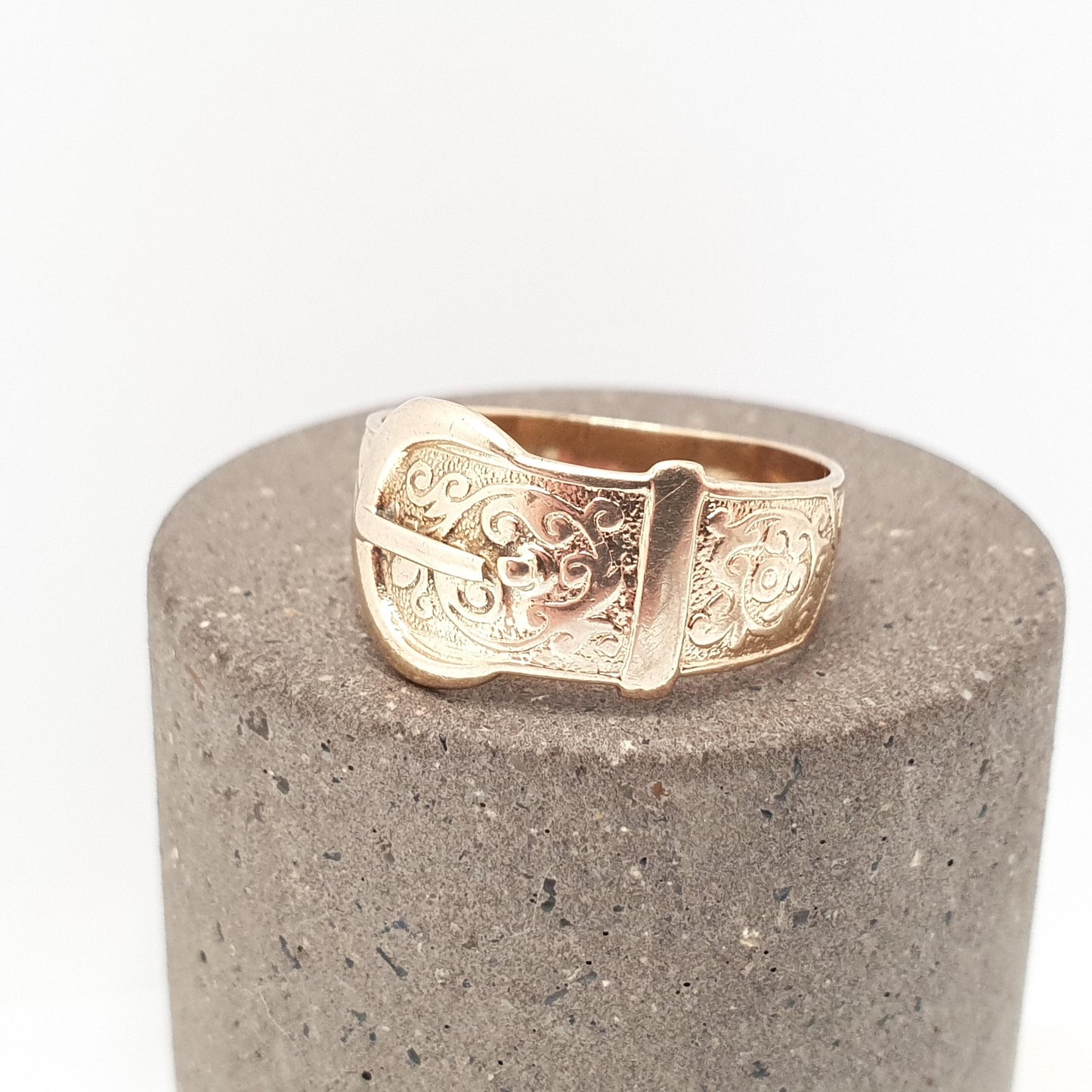Vintage 9k 9ct Gold Buckle Band Ring Stacking Stacker 1963 Hallmarked Solid 375 9kt Belt Jewelry Jewellery