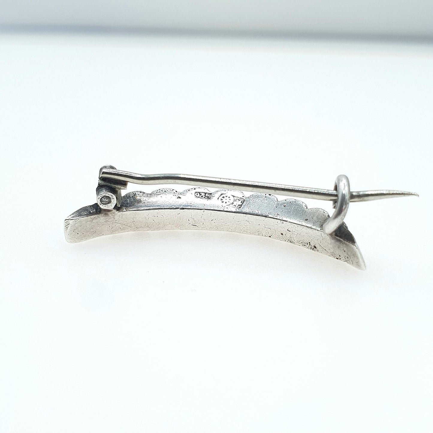 Antique Victorian Solid Silver Diamond Paste Crescent Moon Brooch Vintage Celestial Womens Jewelry Jewellery
