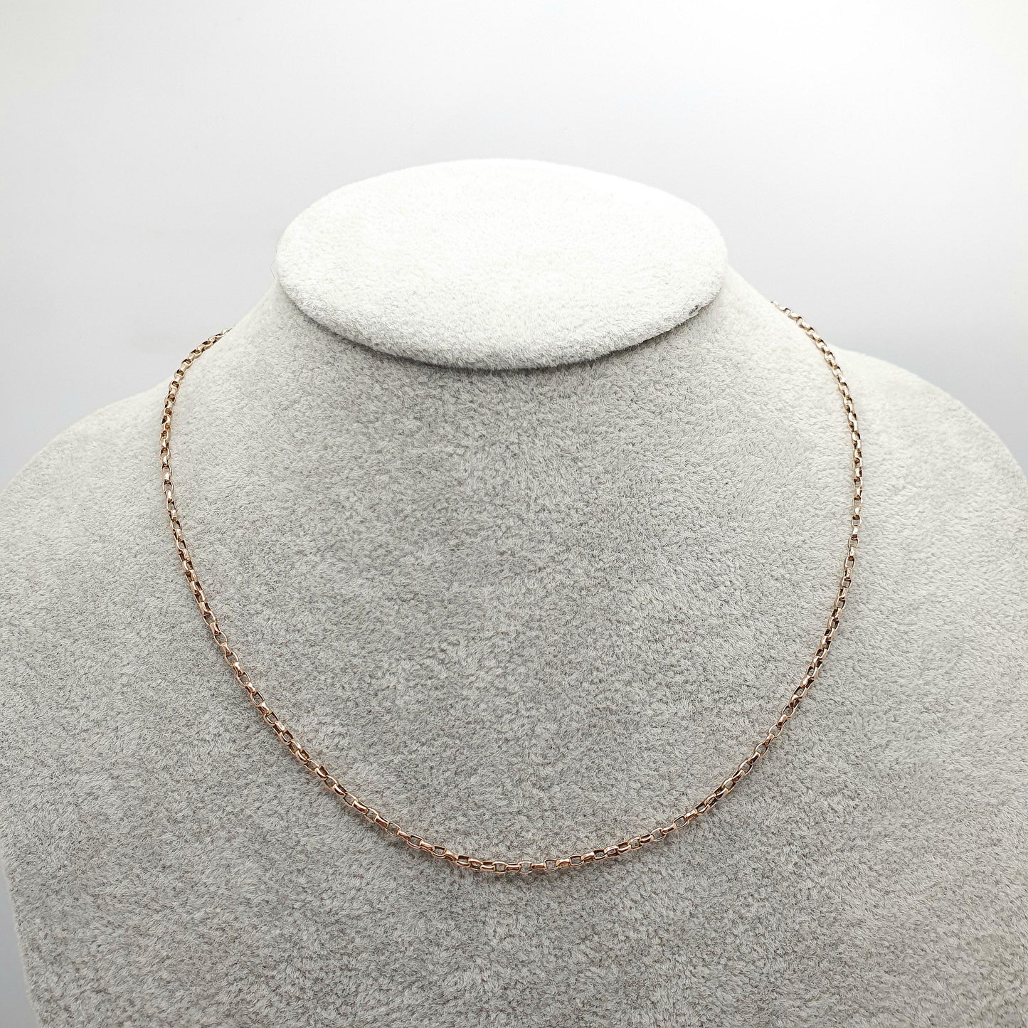 Antique Victorian 9ct Rose Gold Chain Necklace Belcher Cable Link Solid 9k Vintage 2.62g 42cm