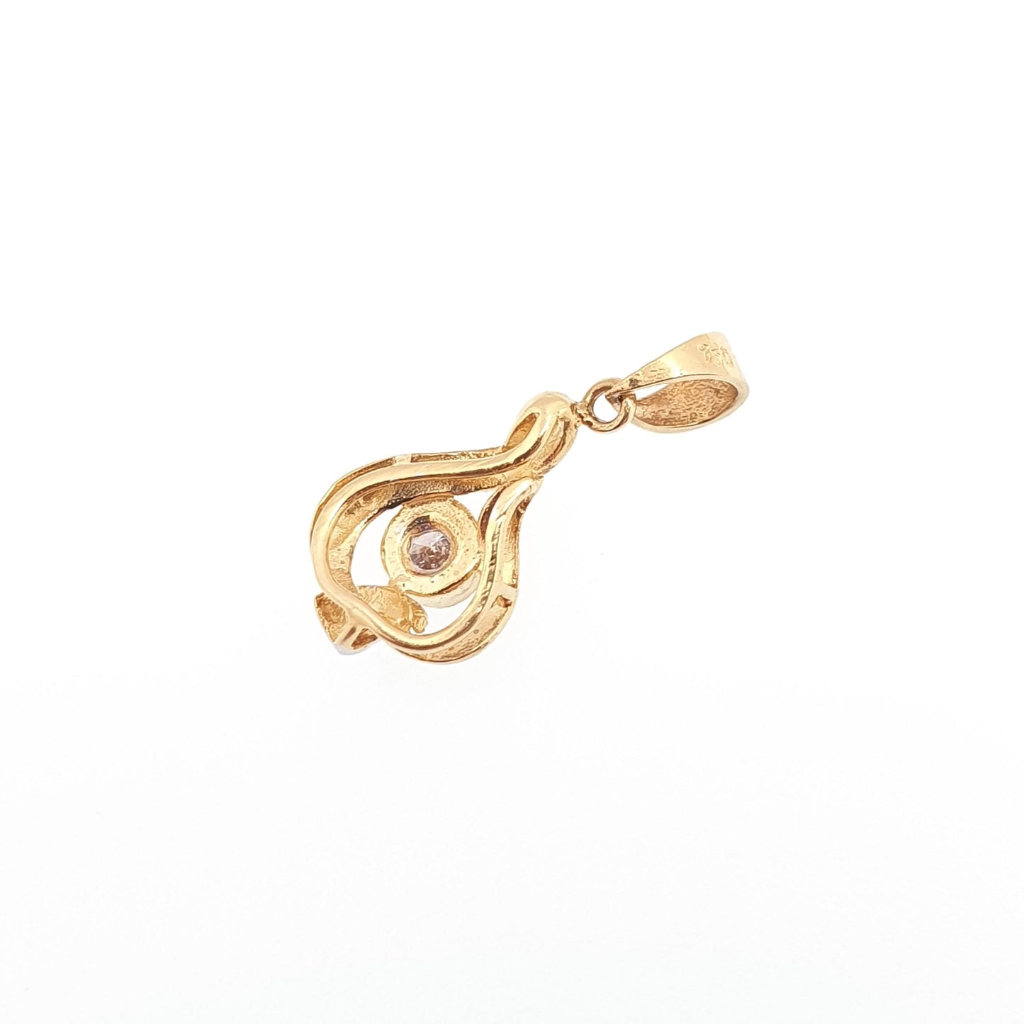 Vintage 18ct 18k Gold Diamond Pendant 0.15ct Necklace Solid 750 Natural Solitaire Brilliant Cut Figure 8