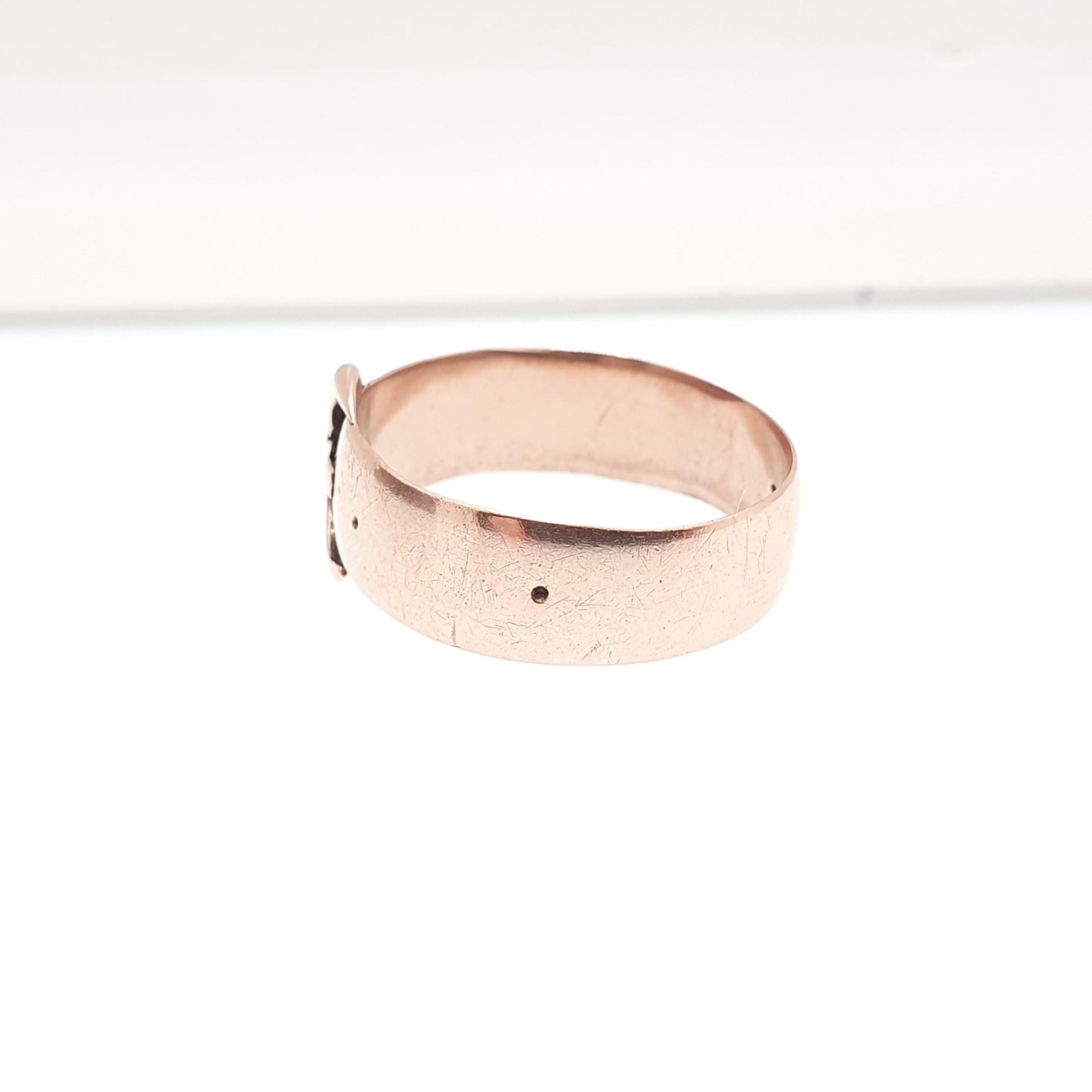 Antique Victorian 9ct Rose Gold Buckle Band Ring Belt 1896 Hallmark Solid 9k 375 Stacker Stacking Womens Vintage Jewelry Jewellery