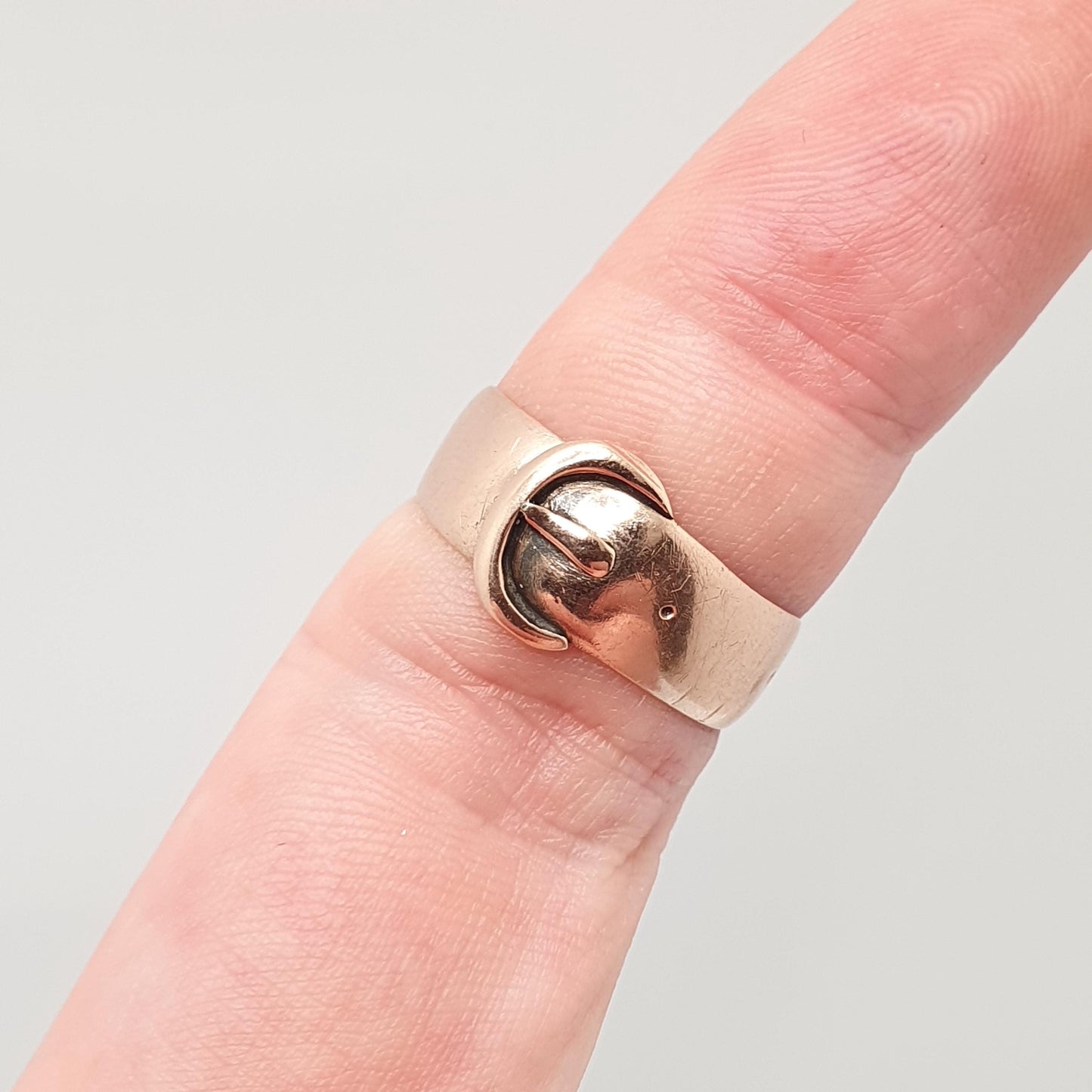 Antique Victorian 9ct Rose Gold Buckle Band Ring Belt 1896 Hallmark Solid 9k 375 Stacker Stacking Womens Vintage Jewelry Jewellery