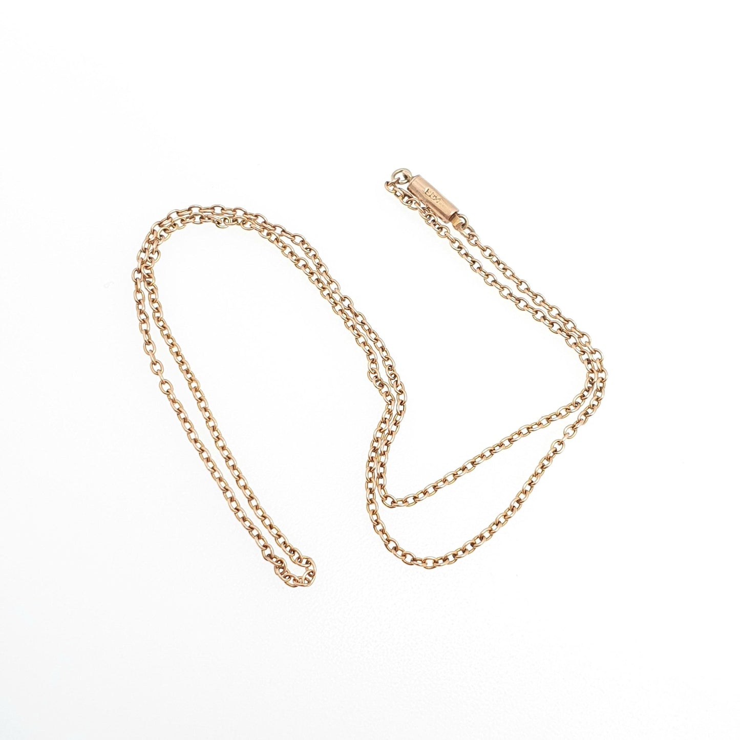 Antique 9ct 9k Gold Chain Necklace Victorian Cable Link Solid 9kt 34cm 13.3" 1.64g Choker Trace Vintage Womens
