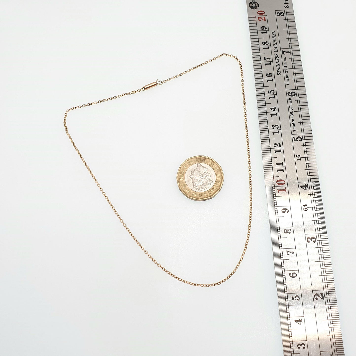 Antique 9ct 9k Gold Chain Necklace Victorian Cable Link Solid 9kt 34cm 13.3" 1.64g Choker Trace Vintage Womens