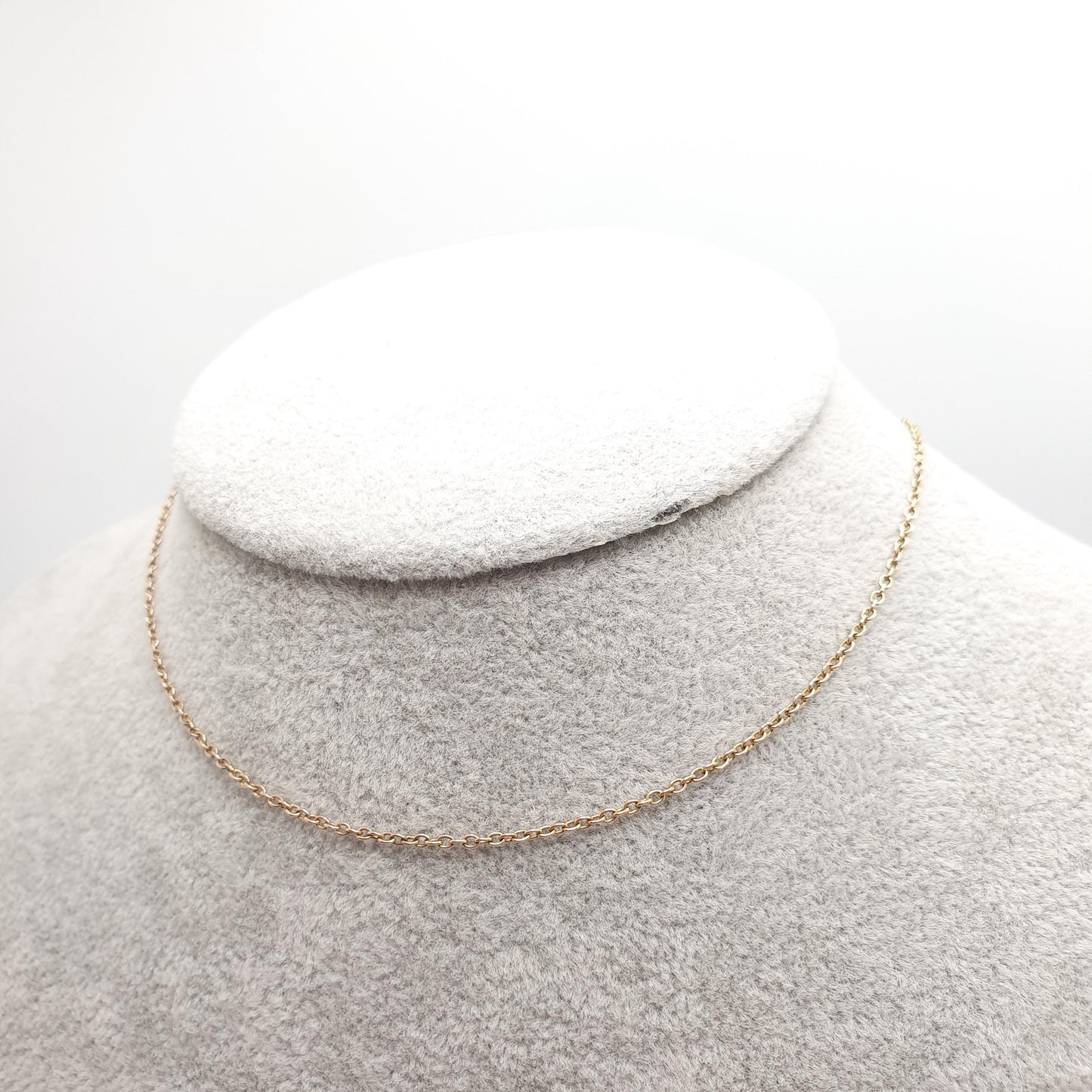 Antique 9ct 9k Gold Chain Necklace Victorian Cable Link Solid 9kt 34cm 13.3" 1.64g Choker Trace Vintage Womens