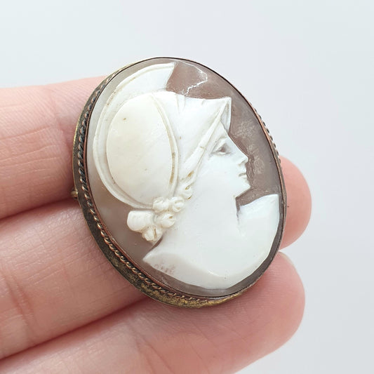 Antique Mars Cameo Brooch Roman God of War Hand Carved Shell Mythology Legends Jewellery Vintage Jewelry