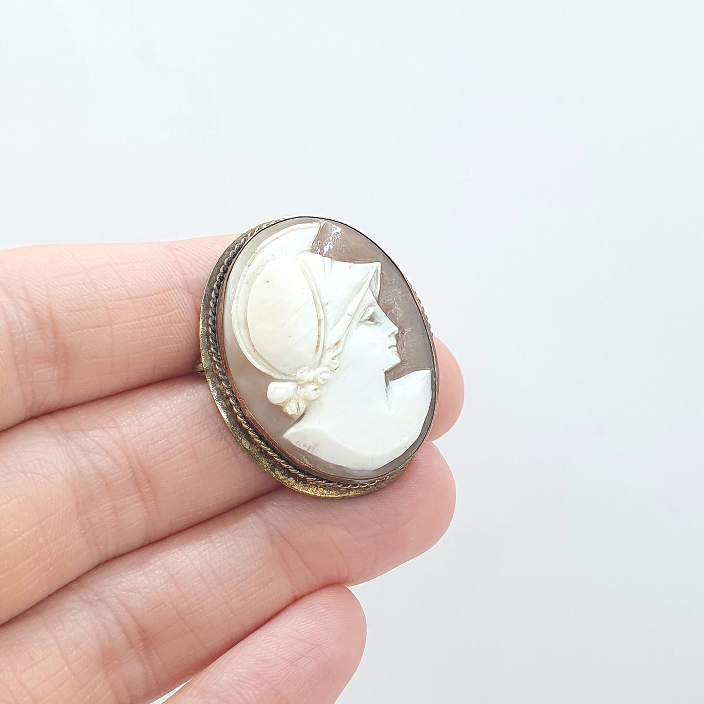 Antique Mars Cameo Brooch Roman God of War Hand Carved Shell Mythology Legends Jewellery Vintage Jewelry
