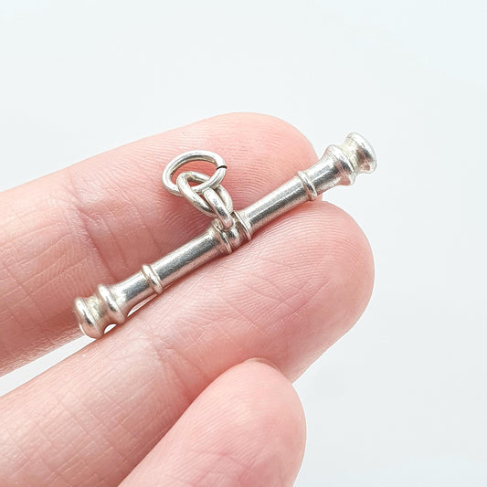 Antique Victorian Solid Silver T Bar Pendant Bulbed Ends Albertina Charm Pendant Necklace Vintage Womens Mens Jewelry Jewellery