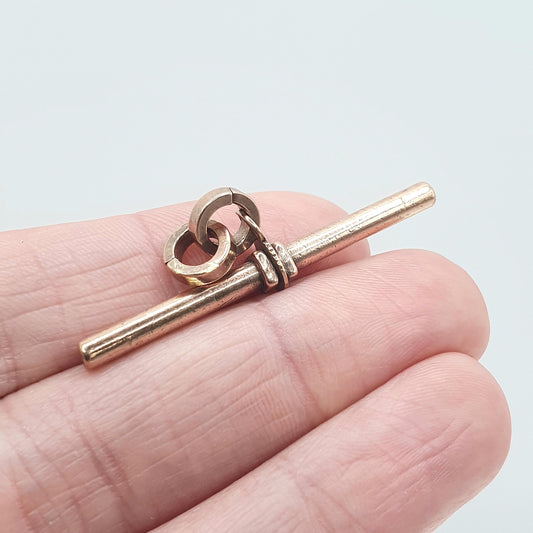 Antique Rose Rolled Gold T Bar Pendant Albert Chain Pocket Watch Gold Filled Charm Vintage Mens Womens Jewelry Jewellery