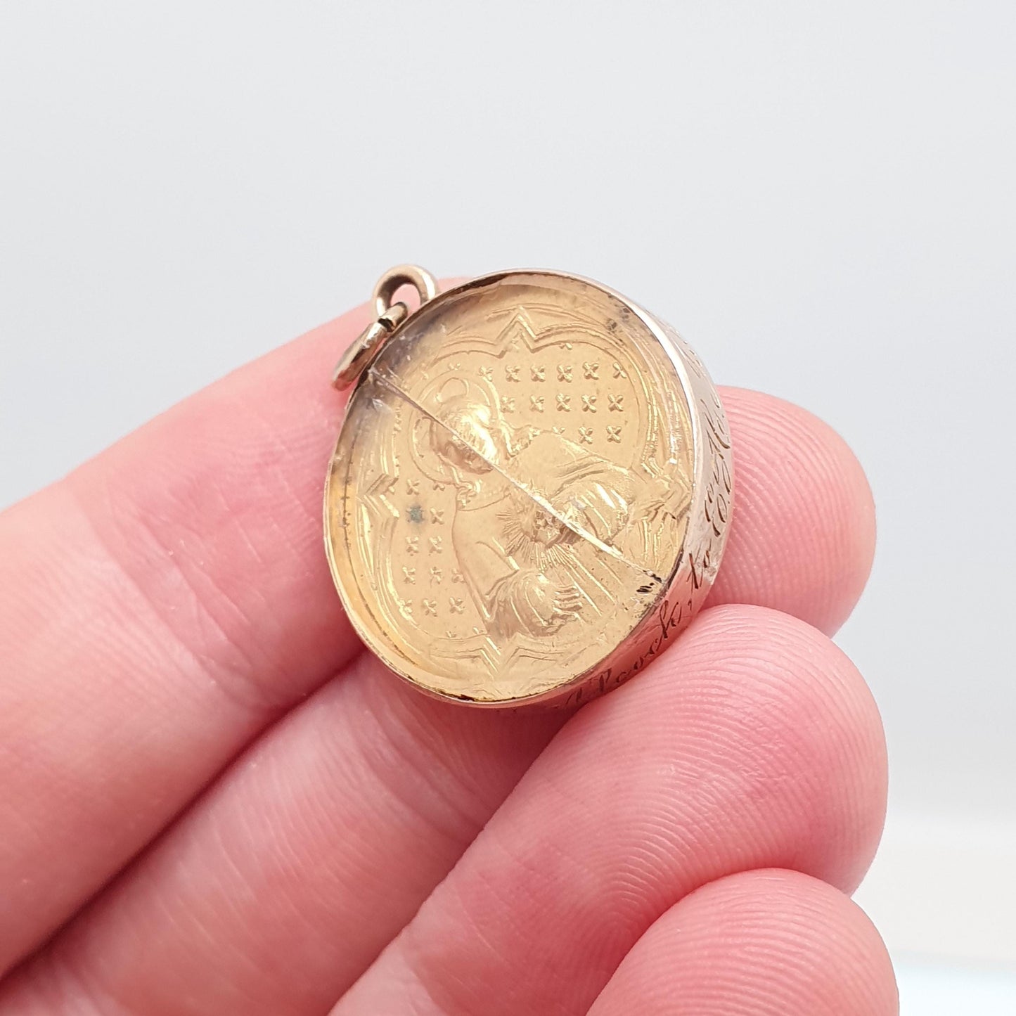 Antique 15ct Gold Religious Medal Coin Locket 1877 Lord Abbott Alcock Pendant Necklace Christian Monk Vintage Jewelry Jewellery