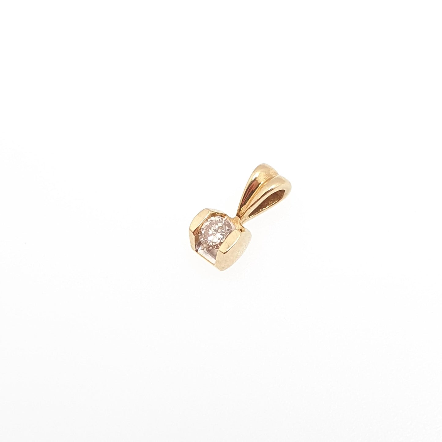 Vintage 18ct Gold Diamond Pendant 0.15ct Necklace Solid 750 18k Solitaire Small Brilliant Cut Natural Gemstone