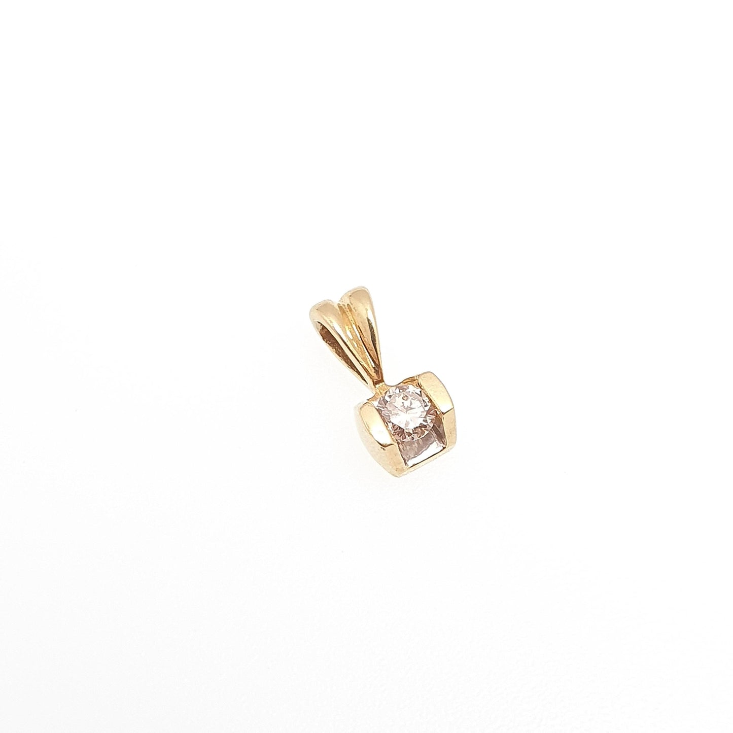 Vintage 18ct Gold Diamond Pendant 0.15ct Necklace Solid 750 18k Solitaire Small Brilliant Cut Natural Gemstone