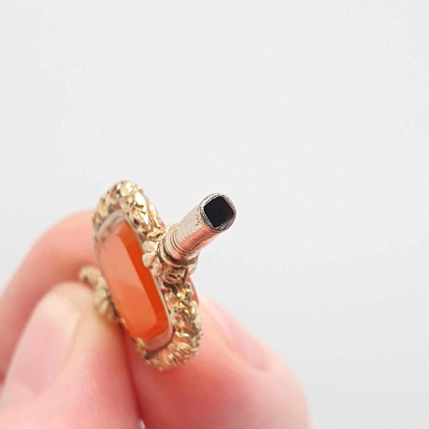 Antique Georgian Rolled Gold Carnelian Pocket Watch Key Fob Pendant Chased Necklace Gold Filled Vintage Jewellery Jewelry