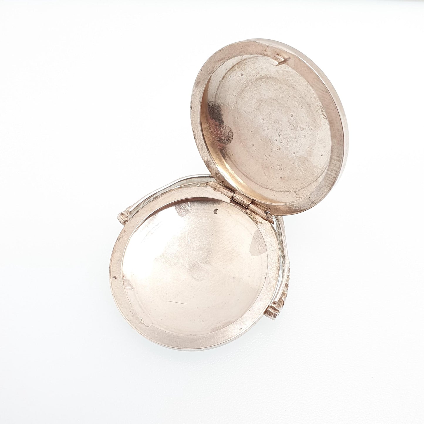 Vintage Sterling Silver Spinner Locket Pendant Fob Necklace Spinning Rotating Engraved Large Big Jewelry