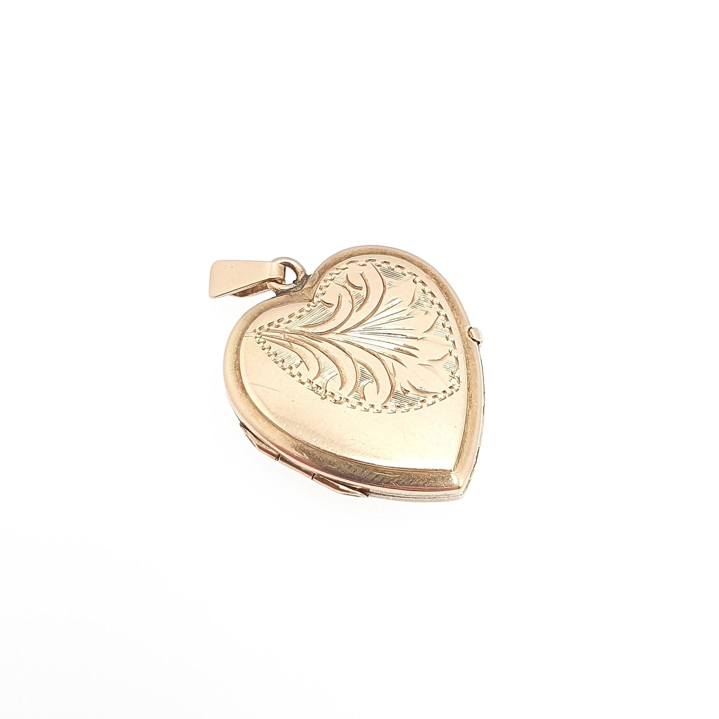 Antique 9ct Gold Heart Locket Cute Engraved Solid 9k 375 Pendant Love Gift Back & Front Necklace Jewelry Womens Jewellery