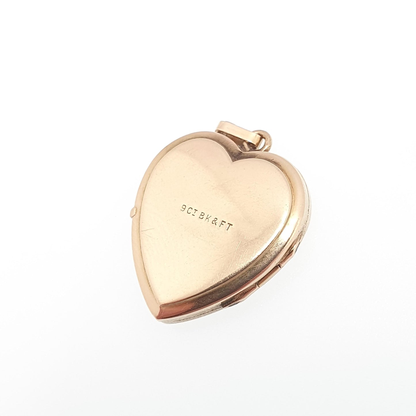 Antique 9ct Gold Heart Locket Cute Engraved Solid 9k 375 Pendant Love Gift Back & Front Necklace Jewelry Womens Jewellery
