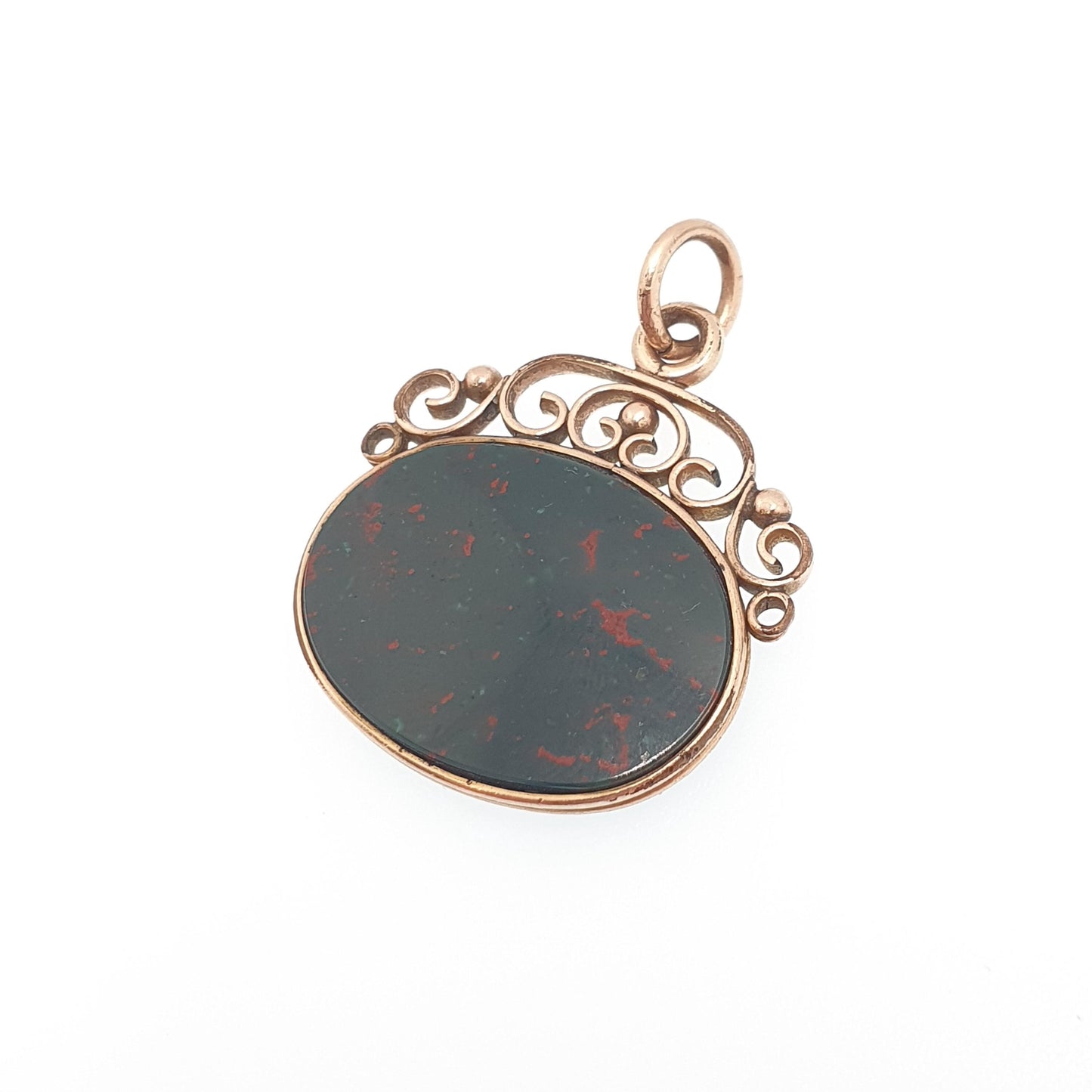 Antique Victorian Bloodstone Centurion Intaglio Pendant Necklace Rolled Gold Filled Solider Hand Carved Agate Gemstone Vintage