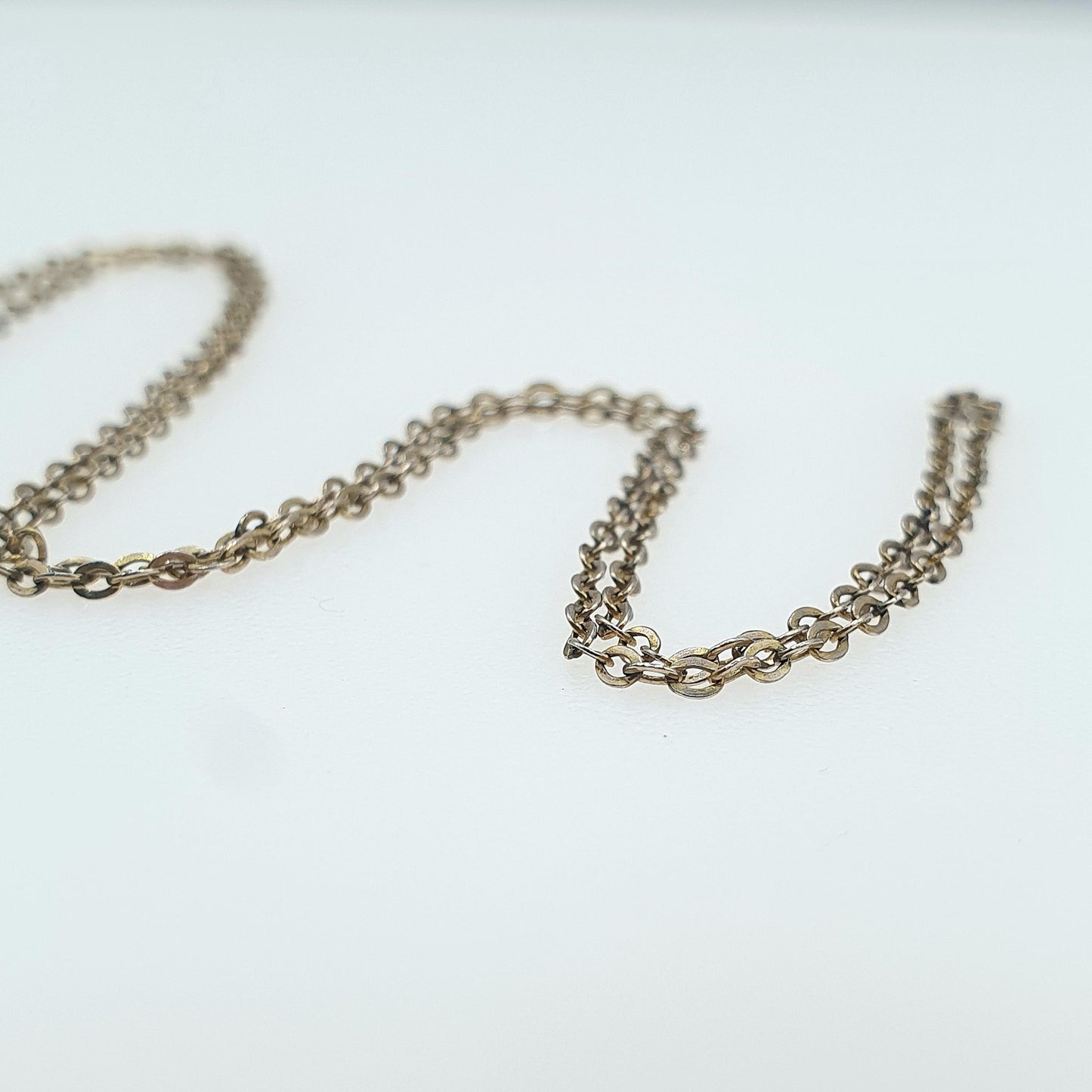 Antique Victorian Rolled Gold Cable Link Chain Necklace Oval Trace Gold Filled 1.08g 43cm Vintage Jewelry Jewellery Womens Mens