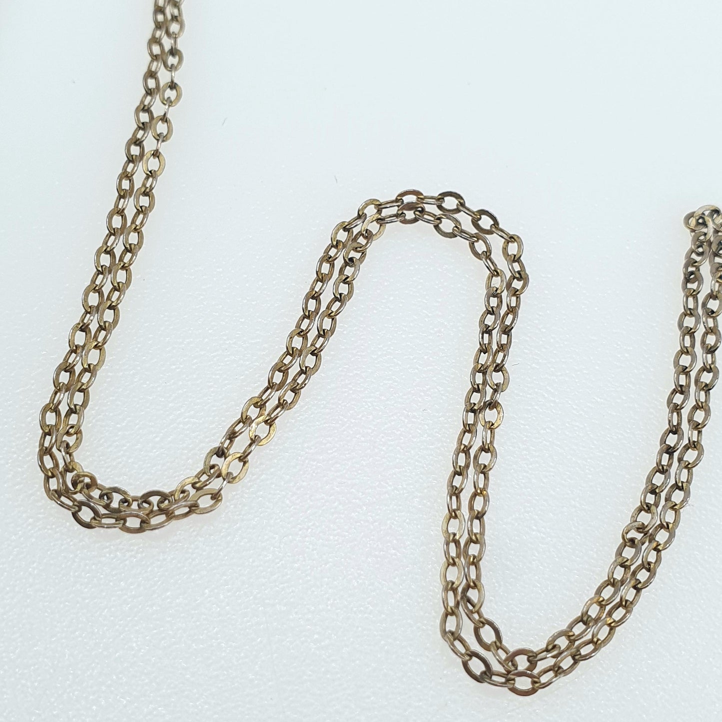 Antique Victorian Rolled Gold Cable Link Chain Necklace Oval Trace Gold Filled 1.08g 43cm Vintage Jewelry Jewellery Womens Mens