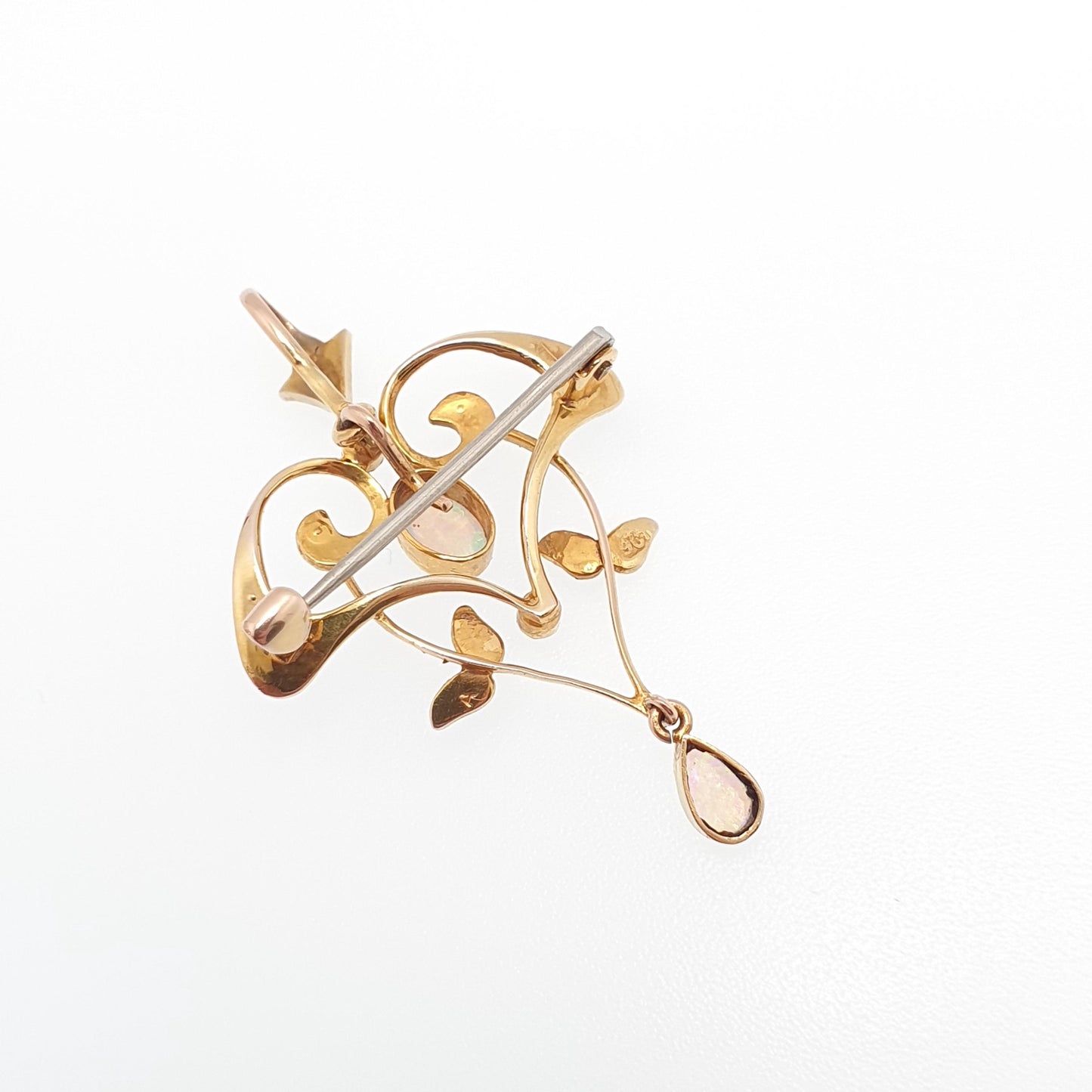 Antique 9ct Gold Opal & Pearl Necklace Pendant Brooch Art Nouveau Solid 9k 9kt Carat Vintage Natural Gemstones Jewelry Jewellery