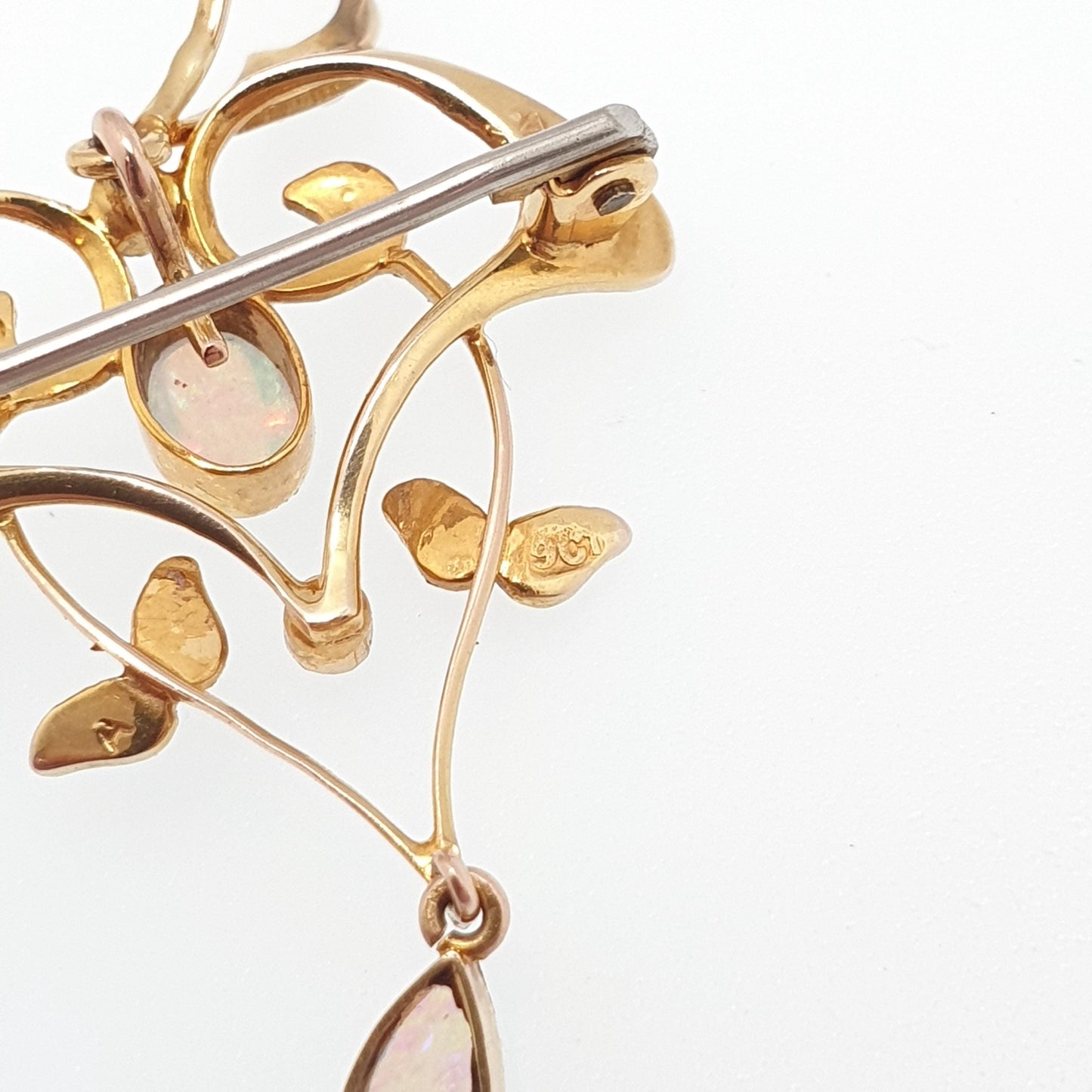 Antique 9ct Gold Opal & Pearl Necklace Pendant Brooch Art Nouveau Solid 9k 9kt Carat Vintage Natural Gemstones Jewelry Jewellery