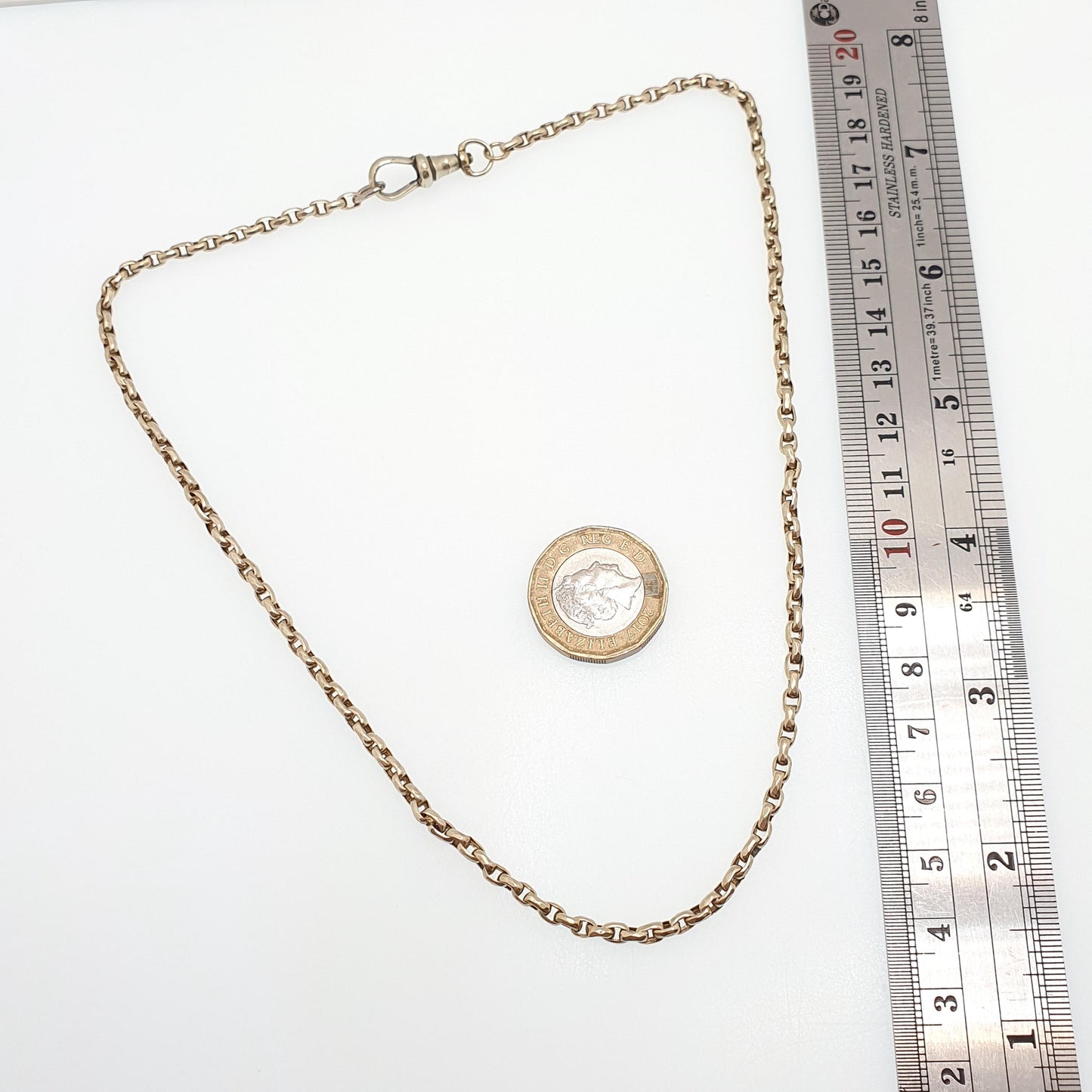 Antique Victorian Pinchbeck Belcher Chain Necklace Dog Clip Guard Cable Link 7.96g 44cm Vintage