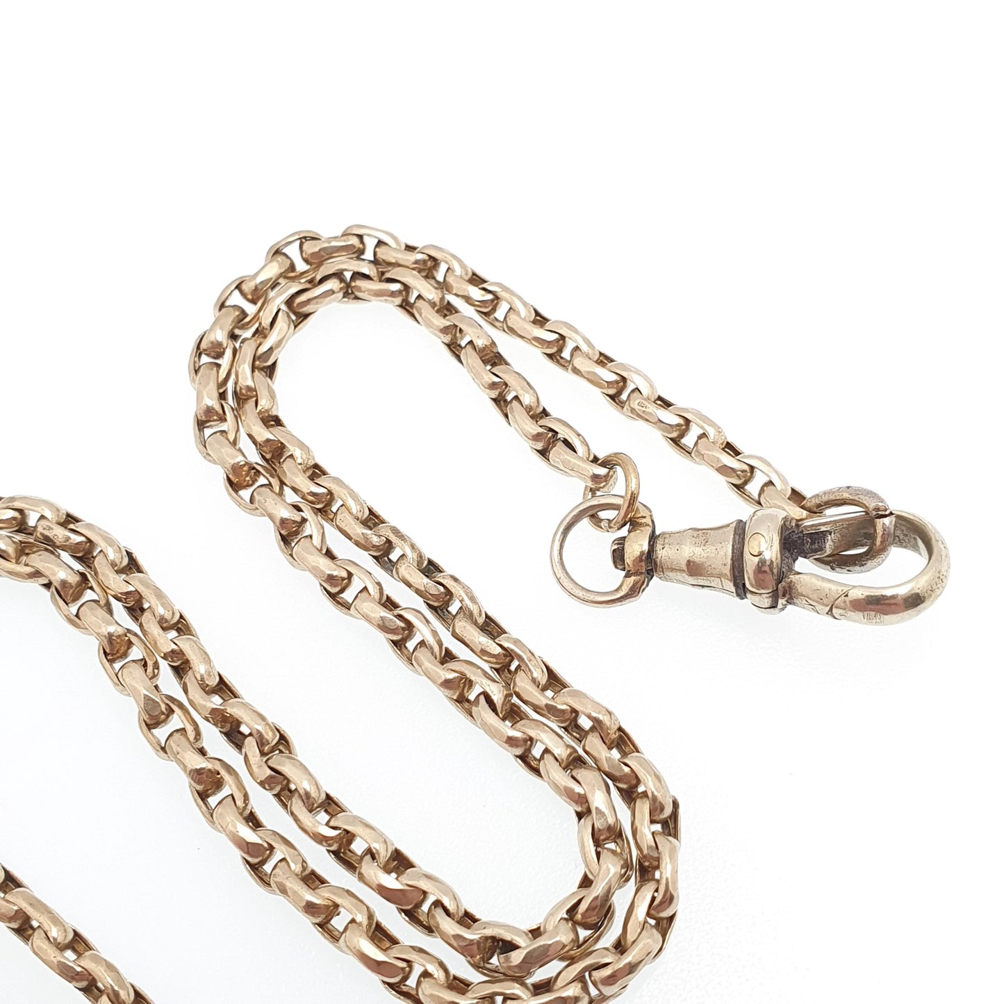 Antique Victorian Pinchbeck Belcher Chain Necklace Dog Clip Guard Cable Link 7.96g 44cm Vintage