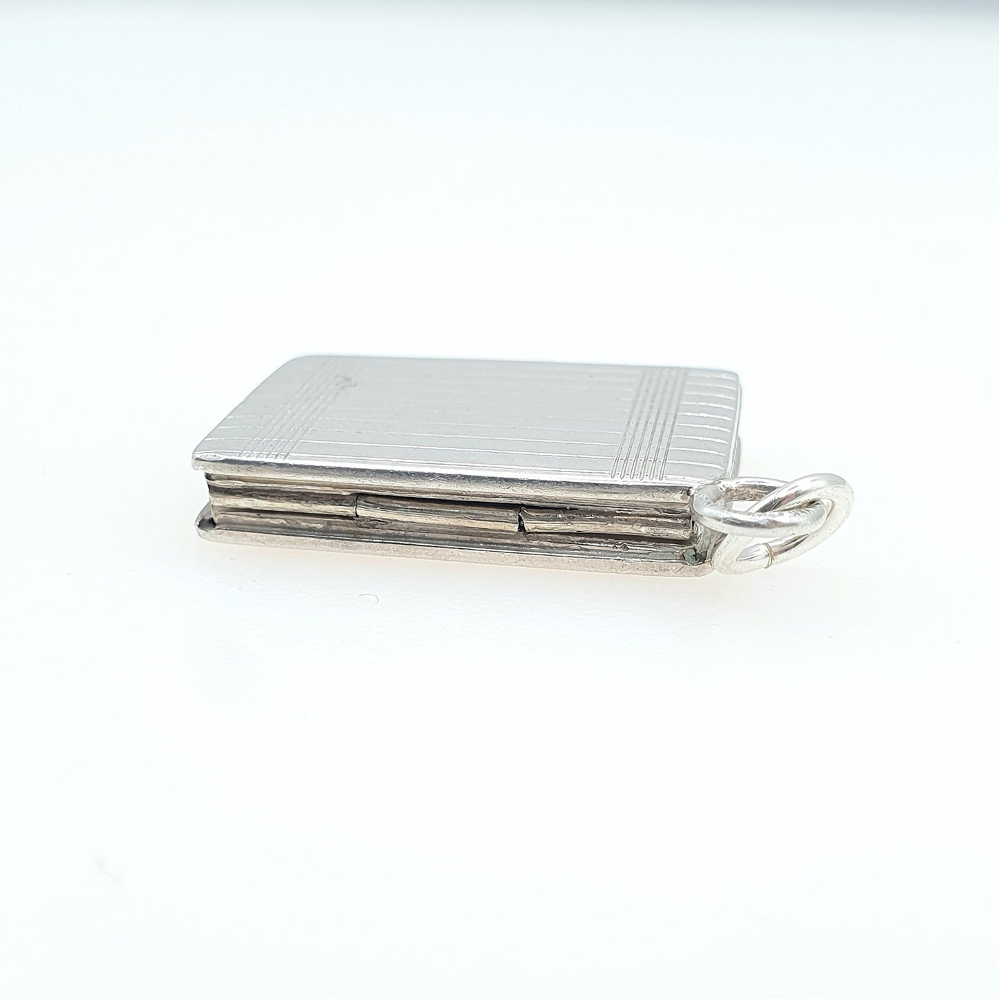 Antique Art Deco Sterling Silver Book Locket Geometric Rectangular Photo Picture Gift Vintage Womens Retro Jewelry Jewellery