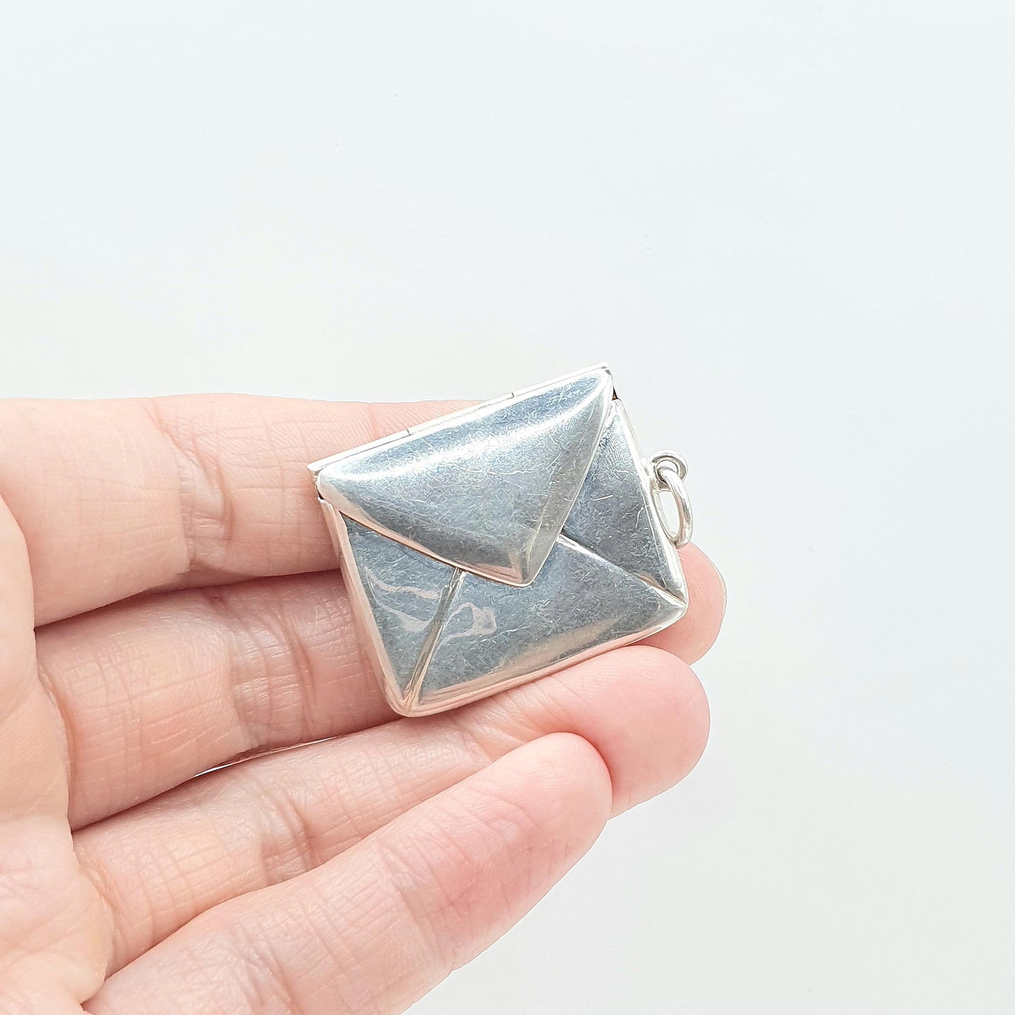 Vintage Sterling Silver Letter Locket Large Stamp Envelope Love Letters Necklace Pendant 925 Jewelry Jewellery