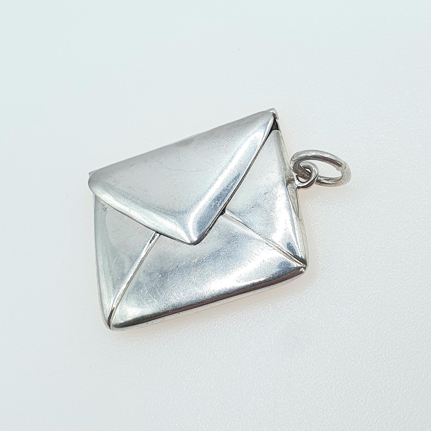Vintage Sterling Silver Letter Locket Large Stamp Envelope Love Letters Necklace Pendant 925 Jewelry Jewellery