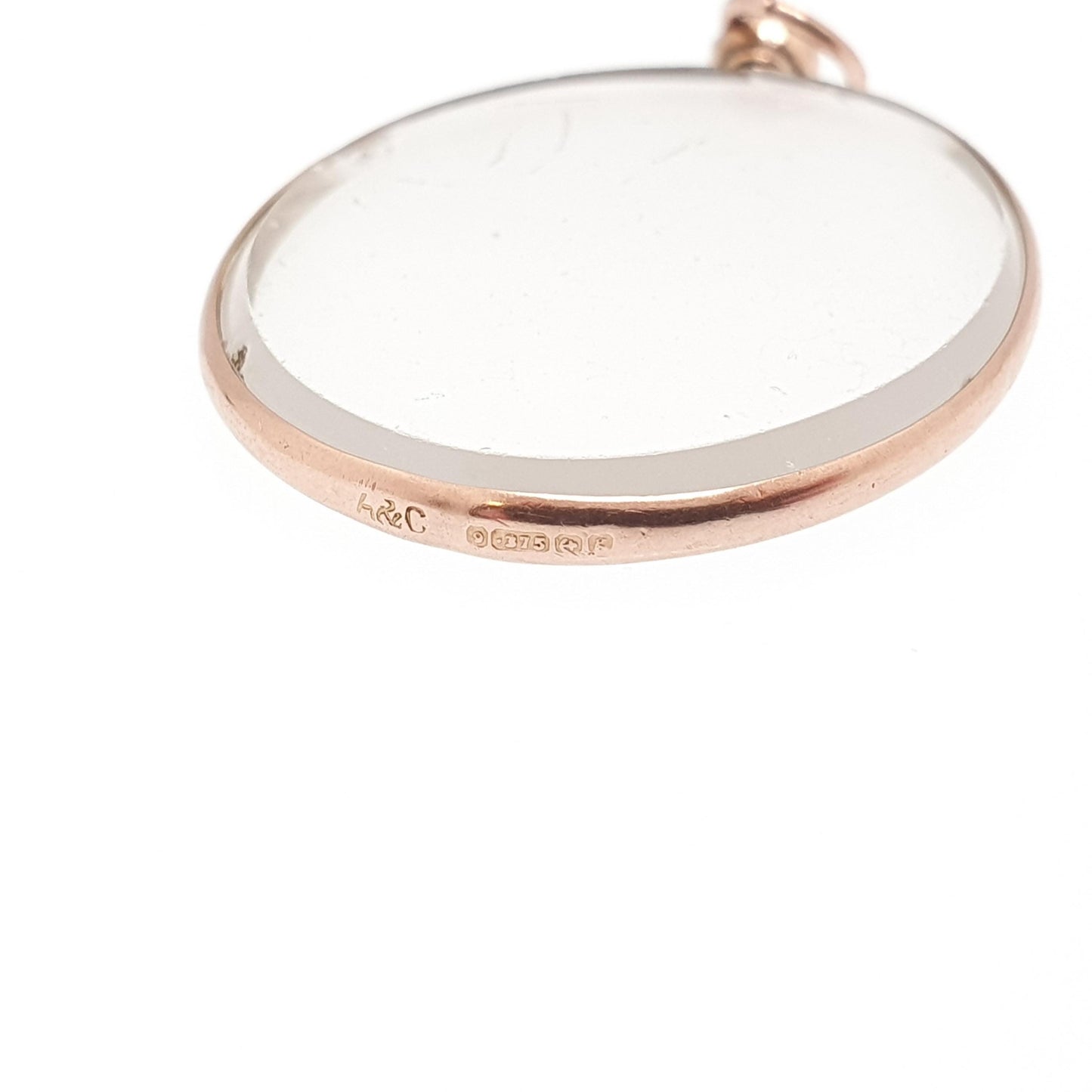 Antique 9ct Rose Gold Locket Pendant Necklace Solid 375 9k 9kt Oval 1906 Hallmarked Double Sided Vintage
