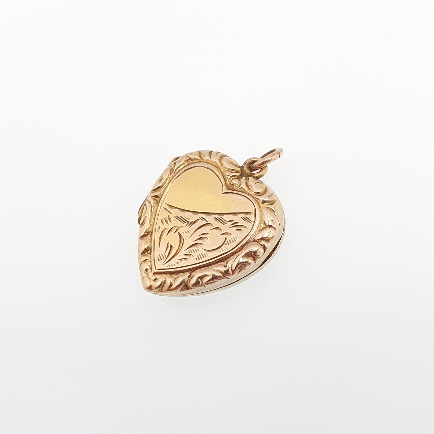 Antique 9ct Gold Heart Locket Cute Engraved Solid 9k 375 Pendant Small Fine Estate Love Gift Back & Front Necklace Jewelry Womens Jewellery