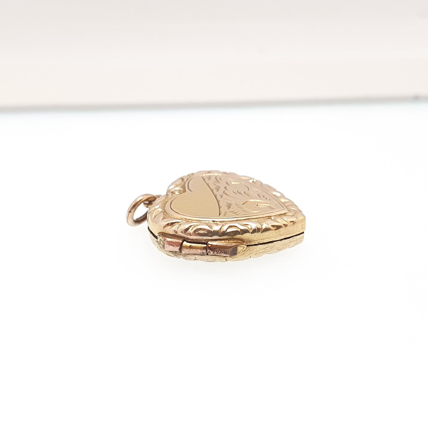 Antique 9ct Gold Heart Locket Cute Engraved Solid 9k 375 Pendant Small Fine Estate Love Gift Back & Front Necklace Jewelry Womens Jewellery