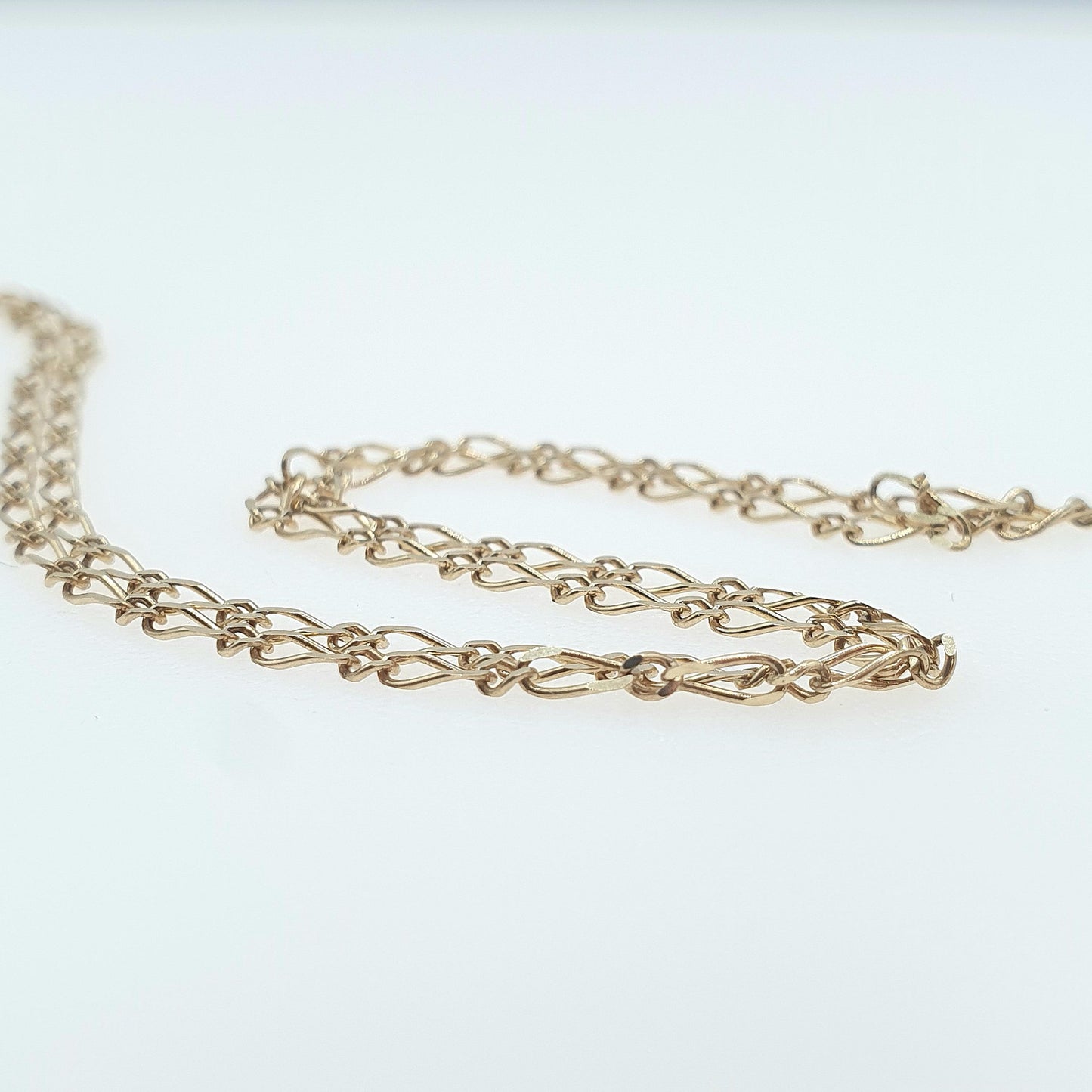 Vintage 9ct Gold Figaro Link Style Chain Necklace Curb Links Solid 9k 9kt 1.41g 41cm  Womens Jewellery Jewelry