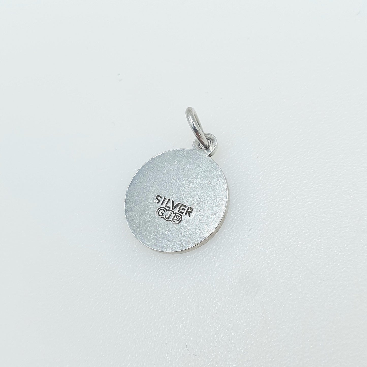 Vintage GEORG JENSEN Sterling Silver Enamel St Christopher Pendant Charm Small Round Sky Blue Womens Mens Jewellery Jewelry