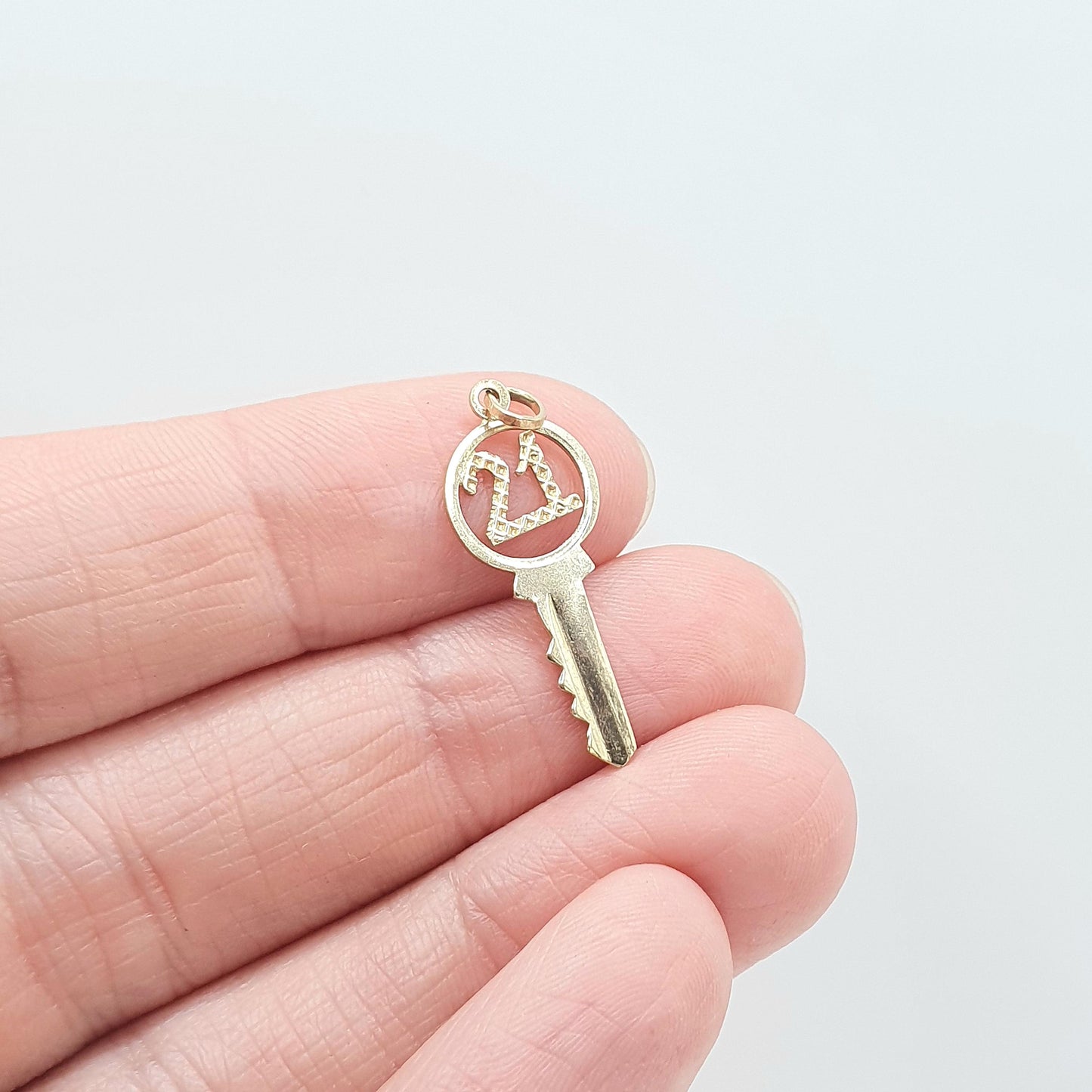 Vintage 9ct Gold 21 Key Pendant Charm 21st Birthday Solid 9k 9kt Necklace Gift Present Mens Womens Jewelry Jewellery