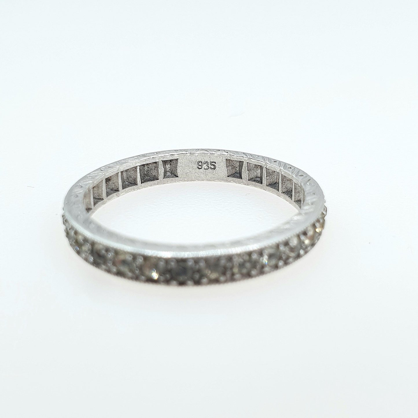 Antique Solid Silver Diamond Paste Eternity Ring Art Deco Vintage Band Stacker Womens Jewelry Jewellery UK N.5 US 7
