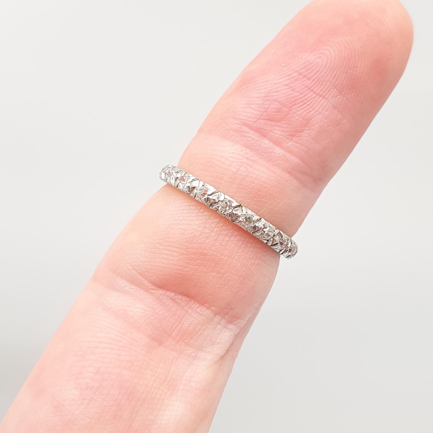 Antique Diamond Platinum Eternity Ring Wedding Band Natural Diamonds Art Deco Full Stacker Womens Jewellery Jewelry