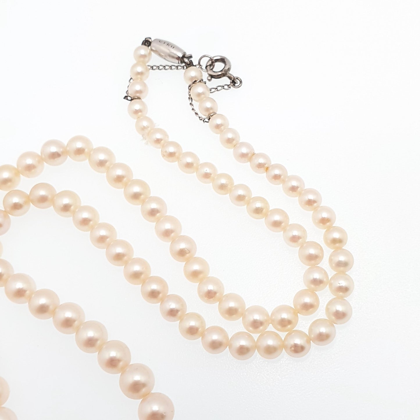 Antique Art Deco 9ct 9k Cultured Pearl Necklace White Gold Clasp 13.81g 41cm CIRO Vintage Genuine Real Pearls Jewelry Jewellery