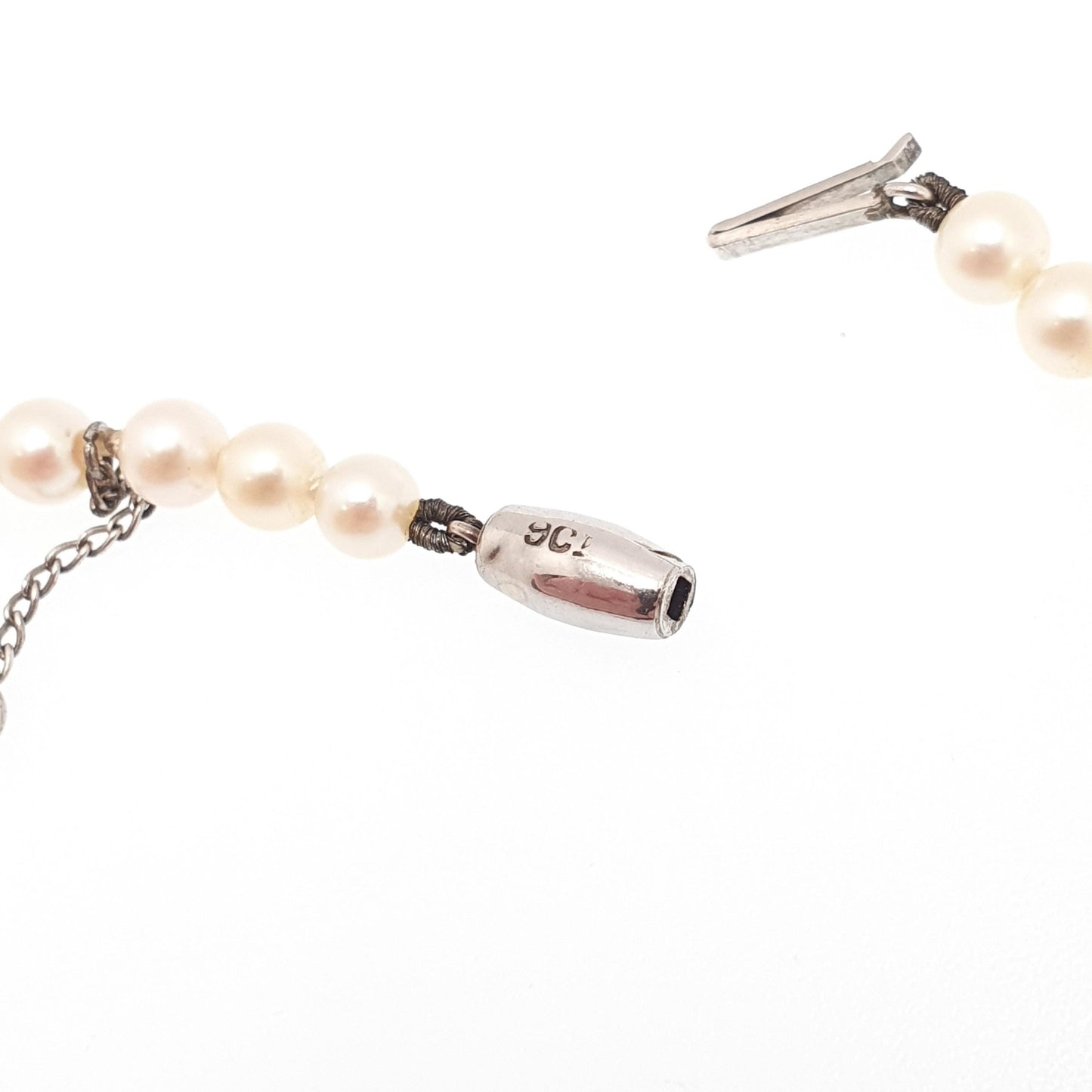 Antique Art Deco 9ct 9k Cultured Pearl Necklace White Gold Clasp 13.81g 41cm CIRO Vintage Genuine Real Pearls Jewelry Jewellery