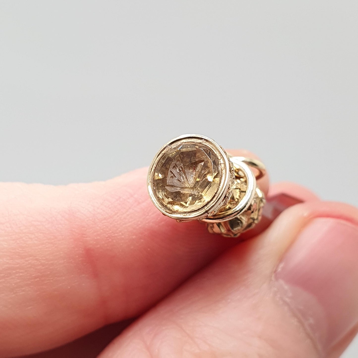 Antique Butterfly Intaglio Citrine Rolled Gold Fob Pendant Victorian Agate Quartz Necklace Gold Filled Gemstone Seal Vintage