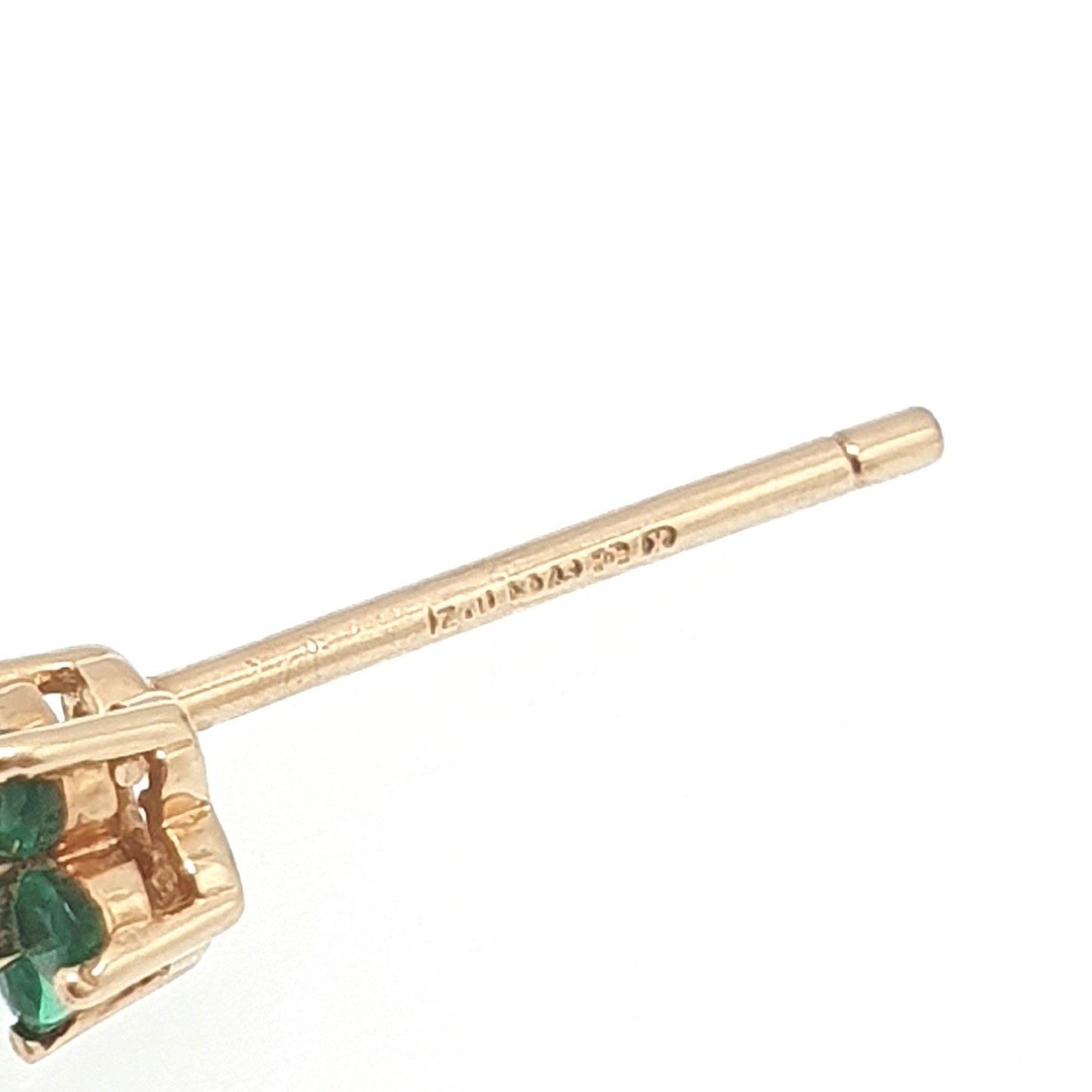 Vintage 9ct Gold Emerald & Diamond Stud Earrings Small Cluster Solid 9k 375 Genuine Gemstone Jewelry Jewellery