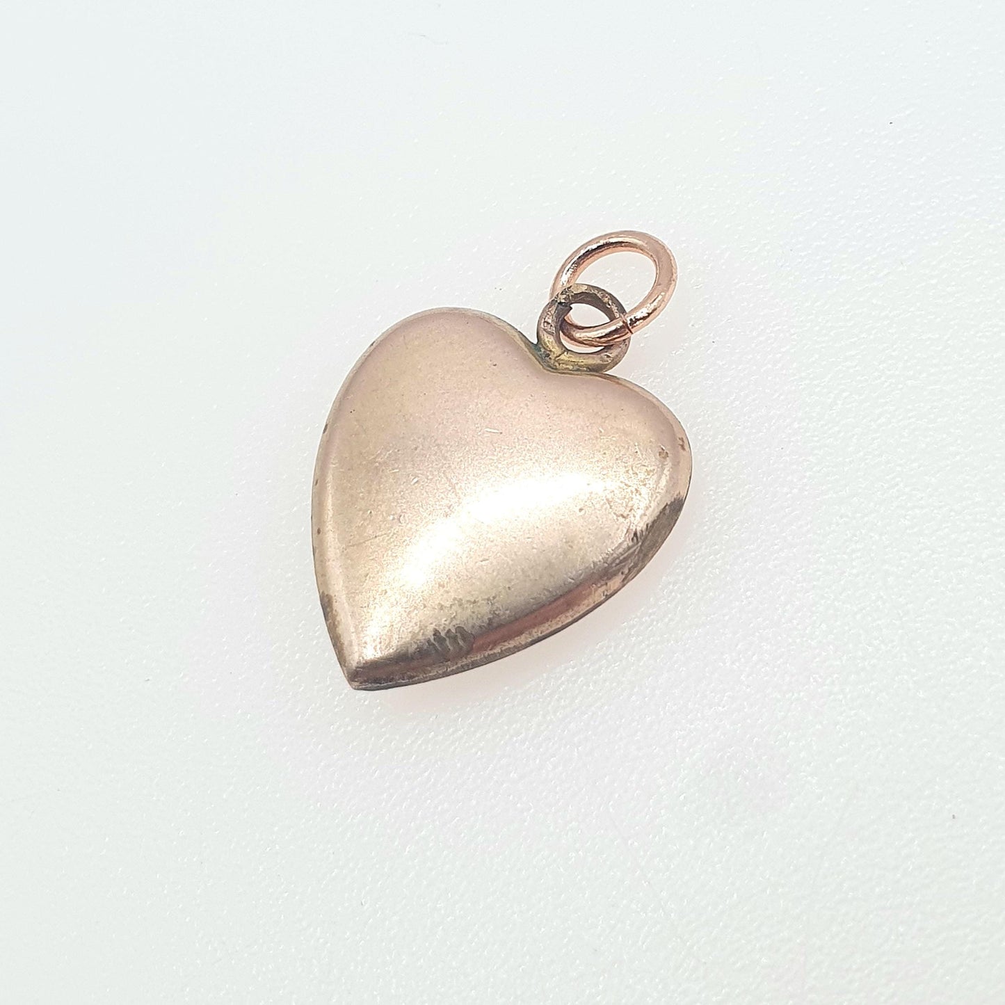 Antique Rolled Rose Gold Heart Pendant Flower and Faux Pearl Puffer Gold Filled Vintage Jewelry Jewellery