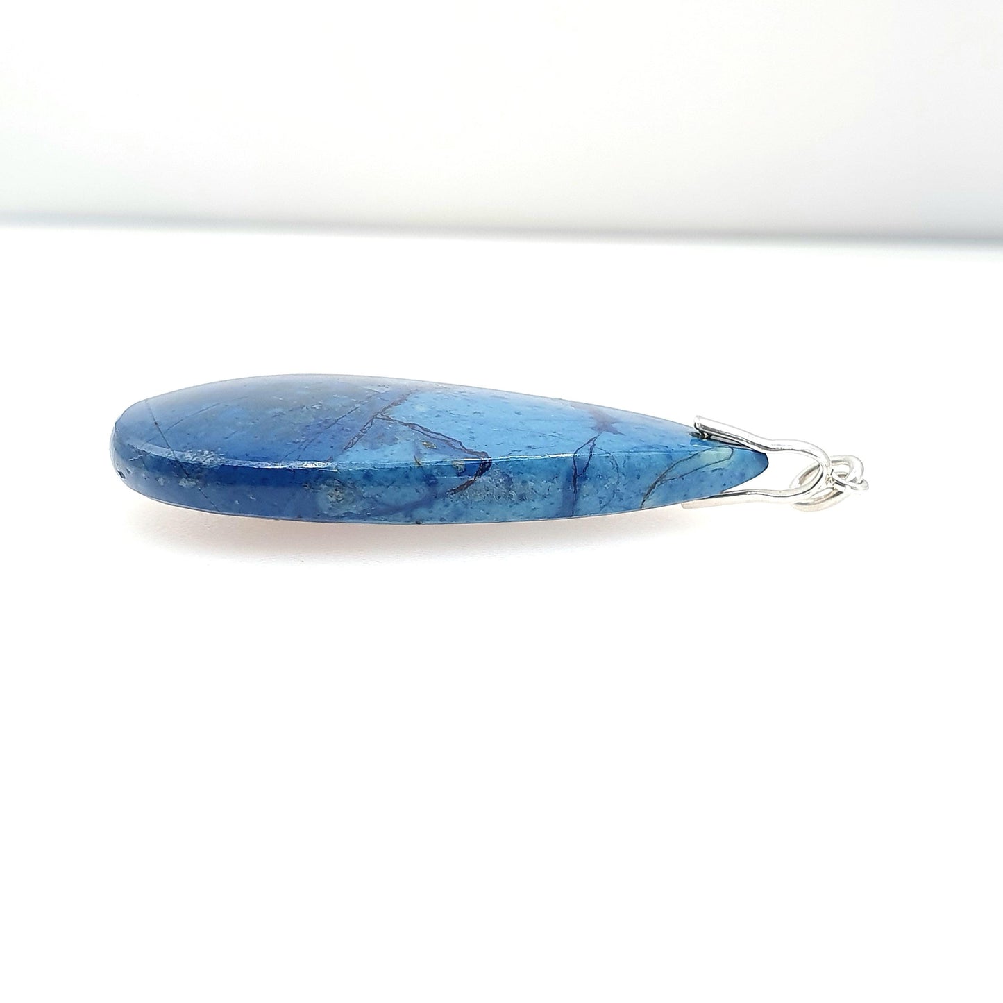 Antique Art Deco Sodalite Pendant Solid Silver Necklace Large Blue Teardrop Gemstone Large Jewelry Vintage Jewellery