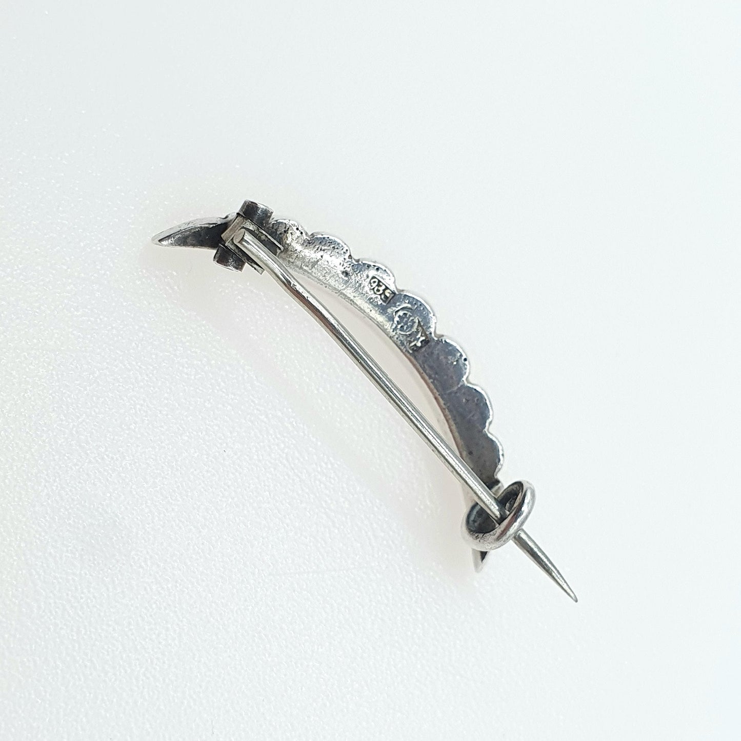 Antique Victorian Solid Silver Diamond Paste Crescent Moon Brooch Vintage Celestial Womens Jewelry Jewellery