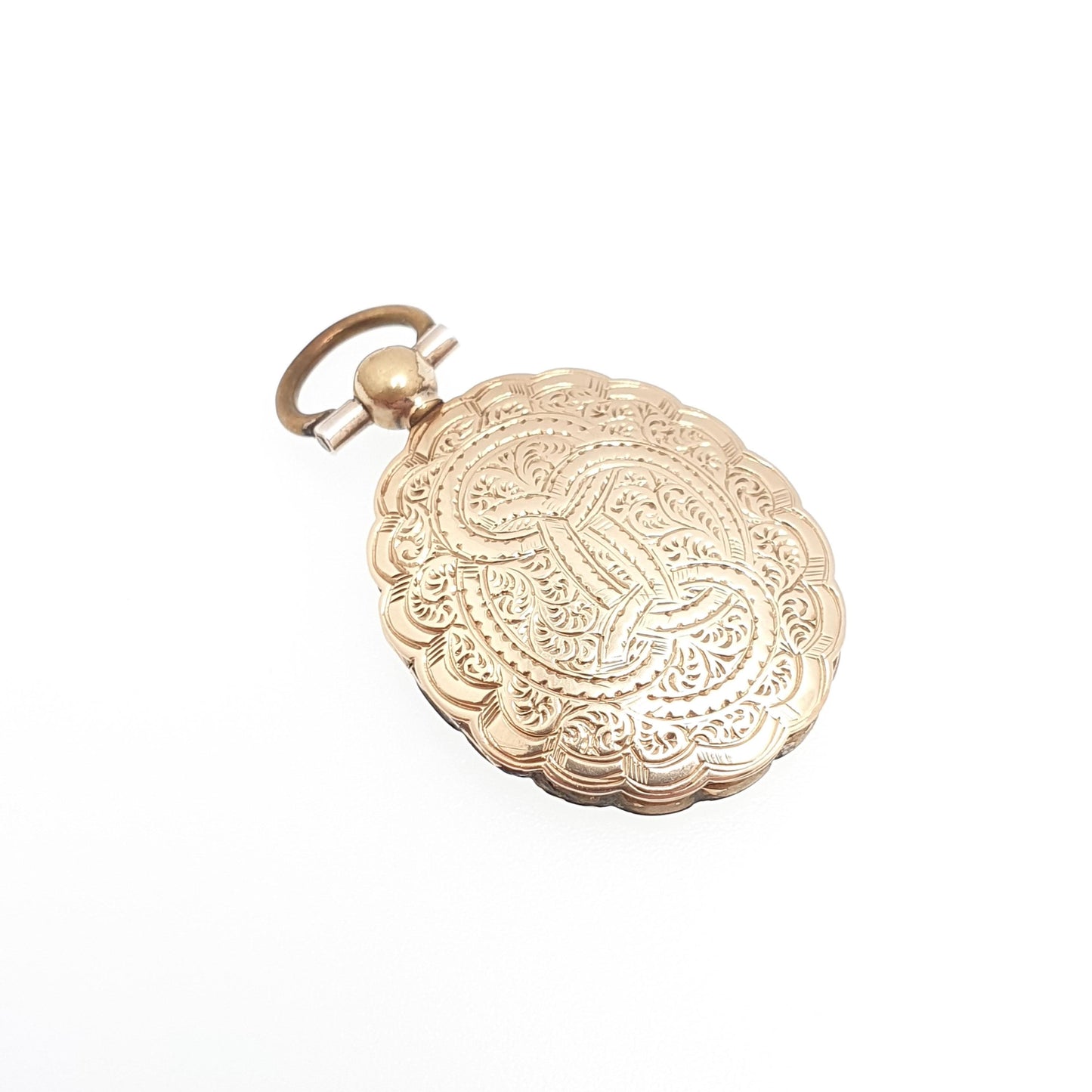 Antique Victorian 9ct Gold Locket 9kt 9k Back and Front Pocket Watch Style Pendant Picture Photo Vintage
