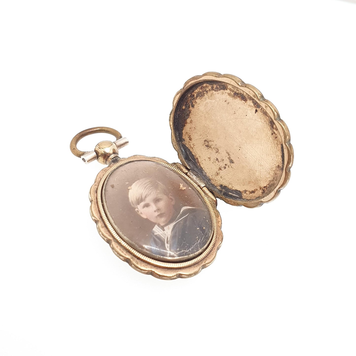 Antique Victorian 9ct Gold Locket 9kt 9k Back and Front Pocket Watch Style Pendant Picture Photo Vintage