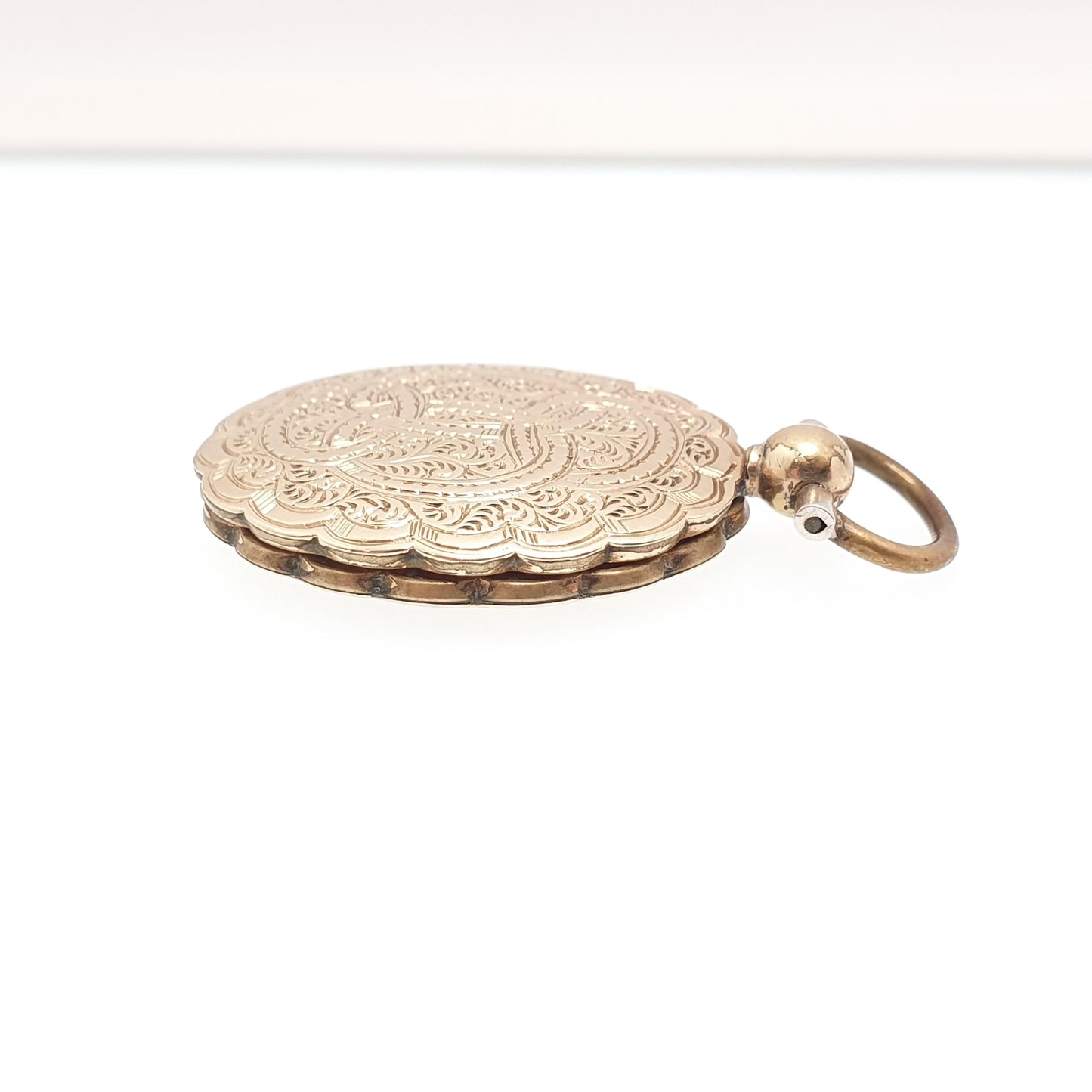 Antique Victorian 9ct Gold Locket 9kt 9k Back and Front Pocket Watch Style Pendant Picture Photo Vintage