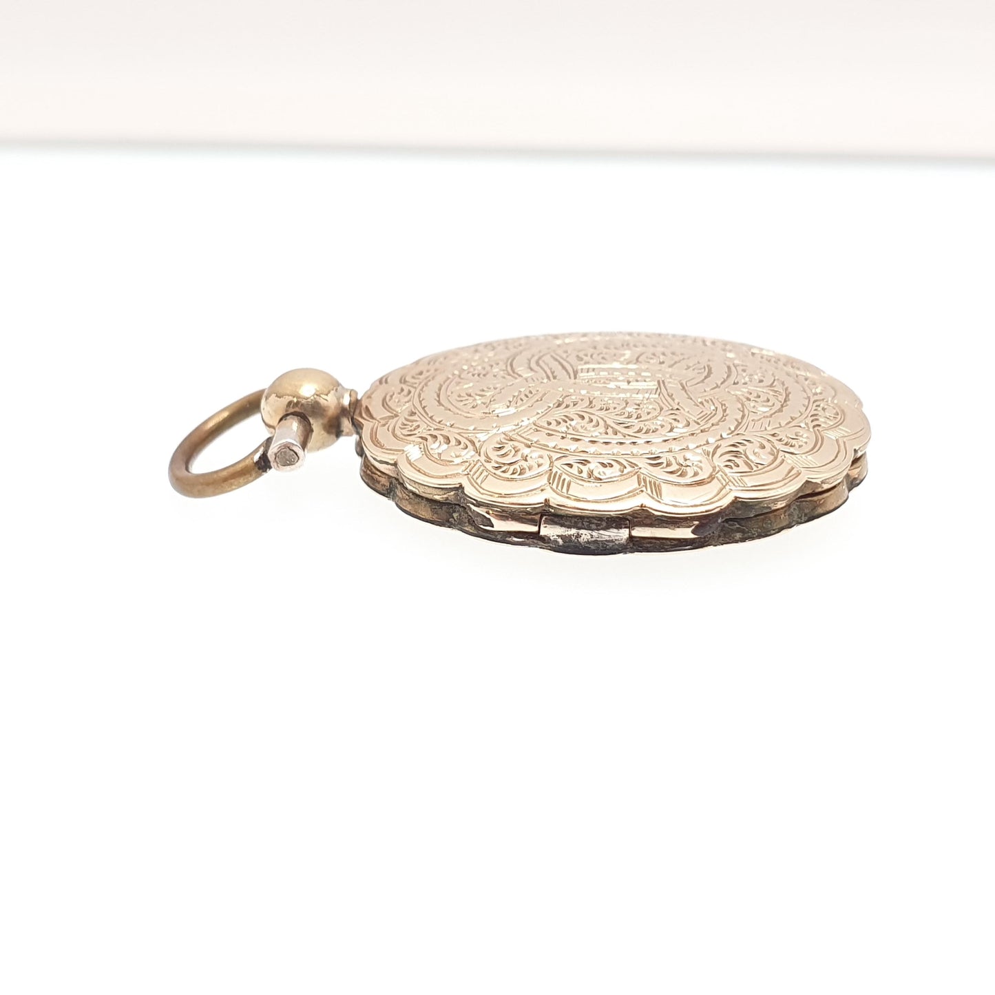 Antique Victorian 9ct Gold Locket 9kt 9k Back and Front Pocket Watch Style Pendant Picture Photo Vintage