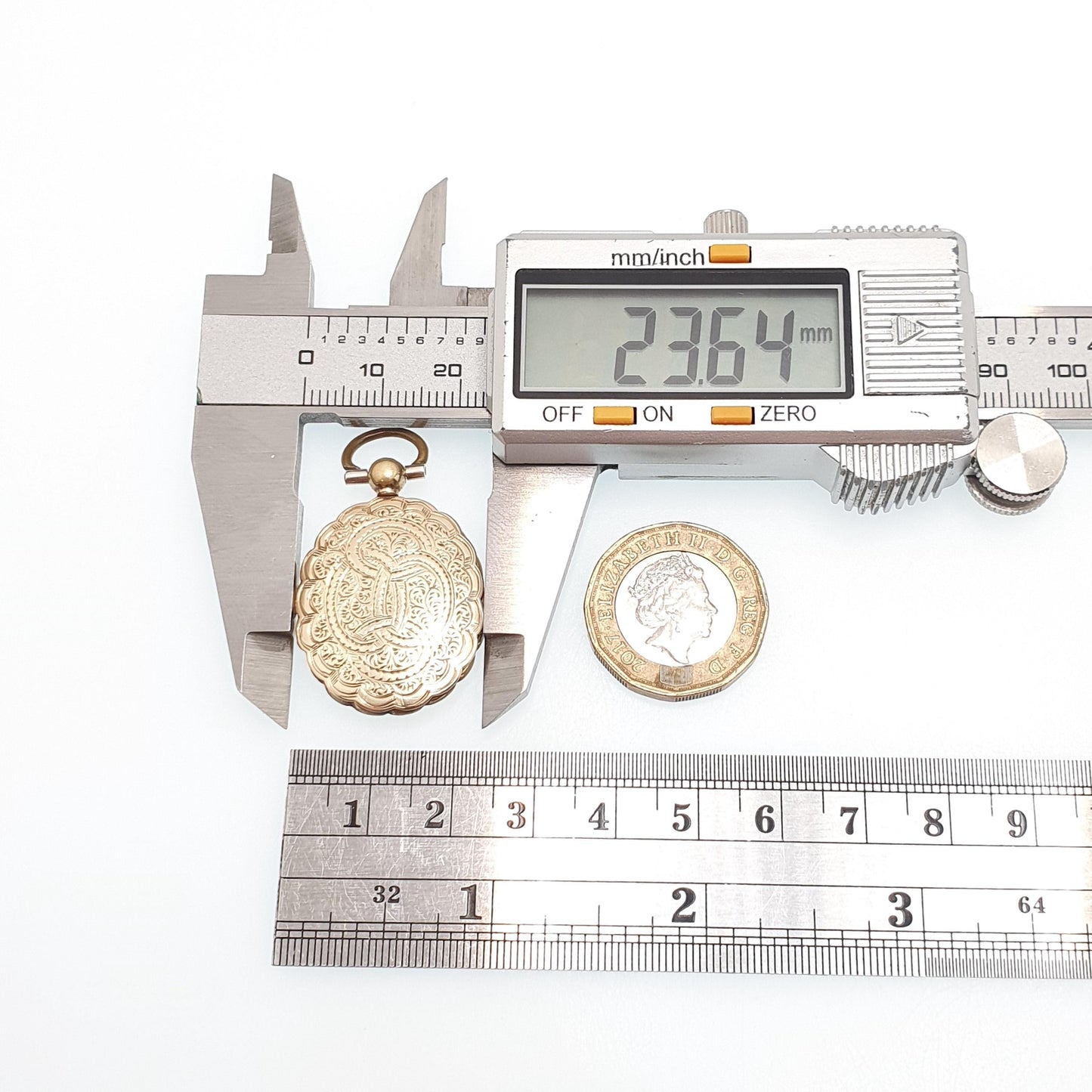 Antique Victorian 9ct Gold Locket 9kt 9k Back and Front Pocket Watch Style Pendant Picture Photo Vintage